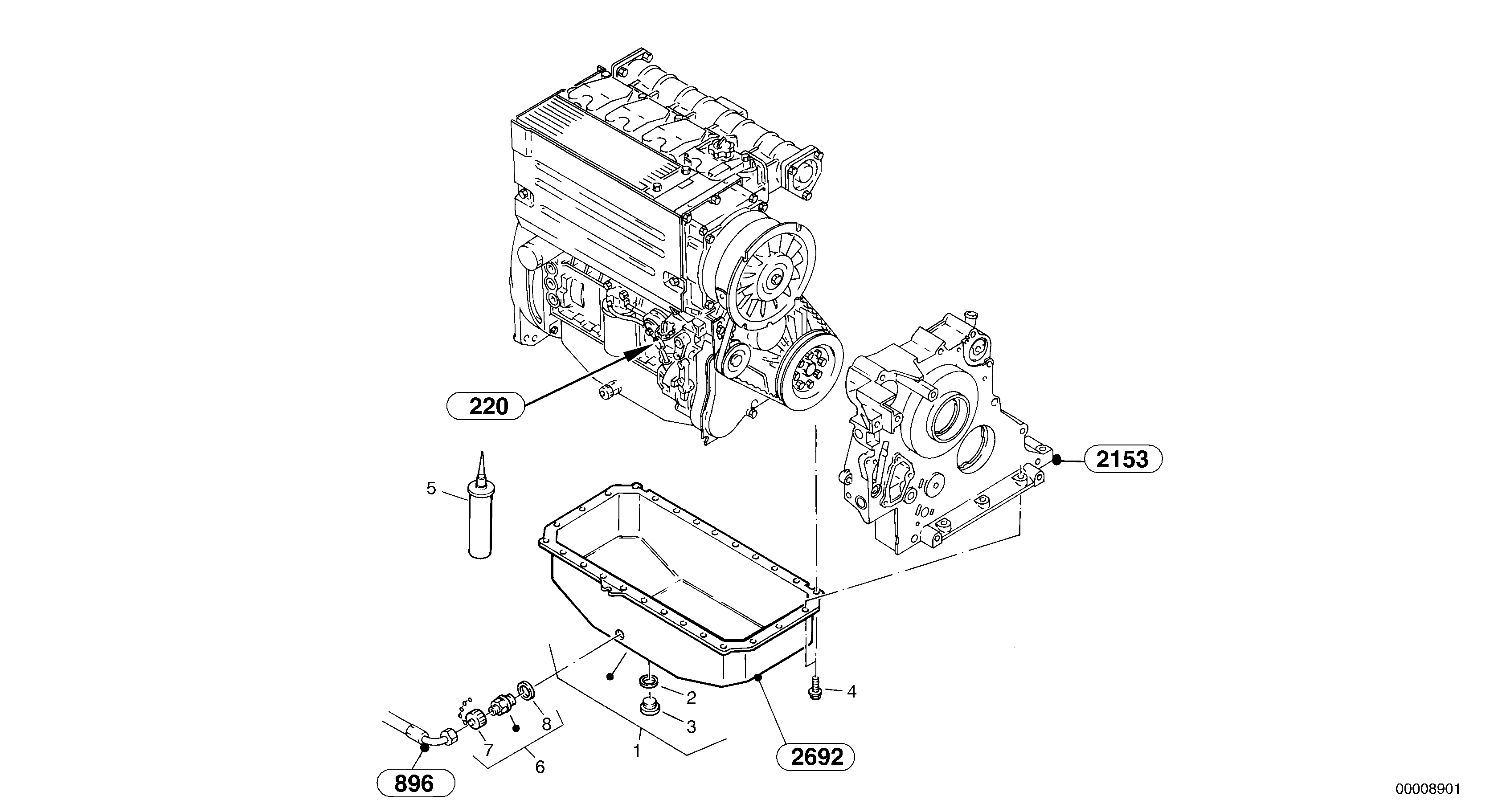 Схема запчастей Volvo L35B - 10715 Oil sump L35B TYPE 186, 187, 188, 189 SER NO - 2999
