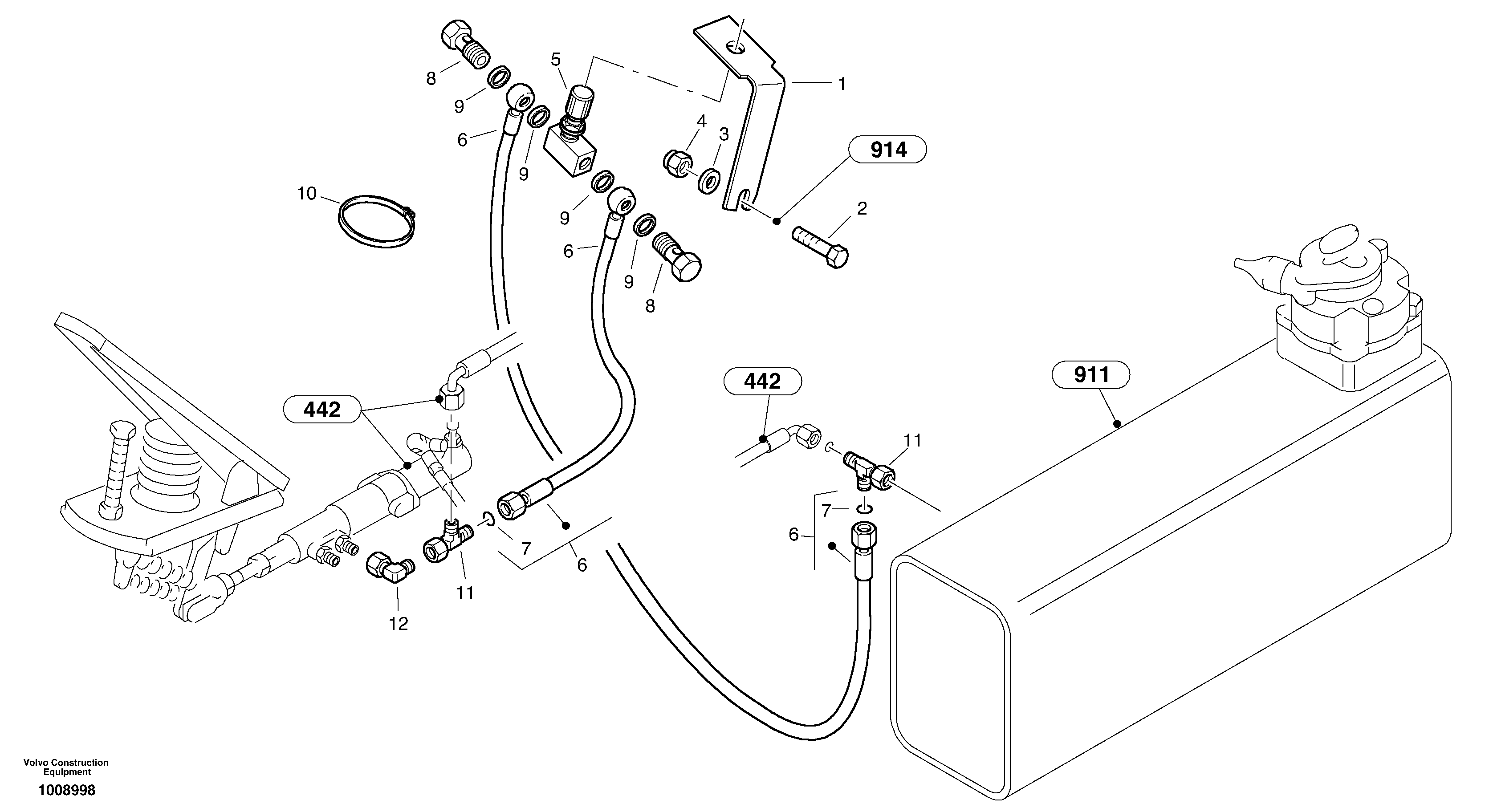Схема запчастей Volvo L35B - 76280 Hand inching control L35B S/N186/187/188/1893000 - 6000