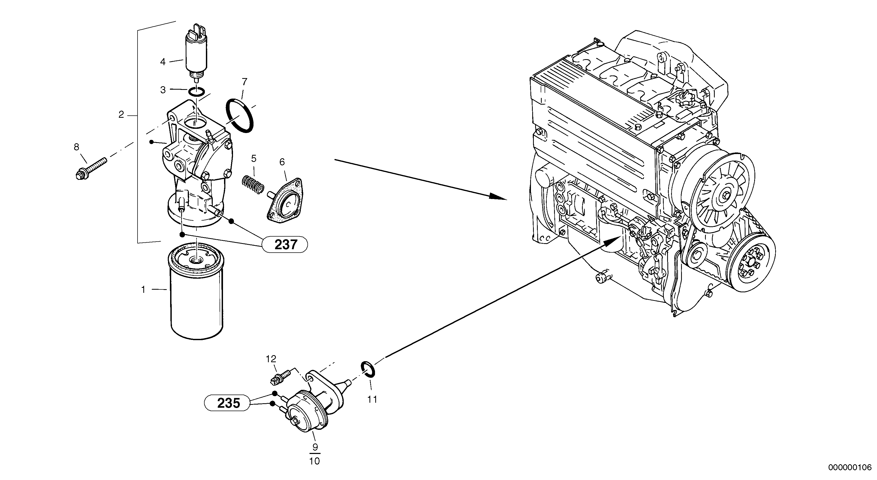 Схема запчастей Volvo L35B - 10719 Fuel filter - Feed pump L35B TYPE 186, 187, 188, 189 SER NO - 2999