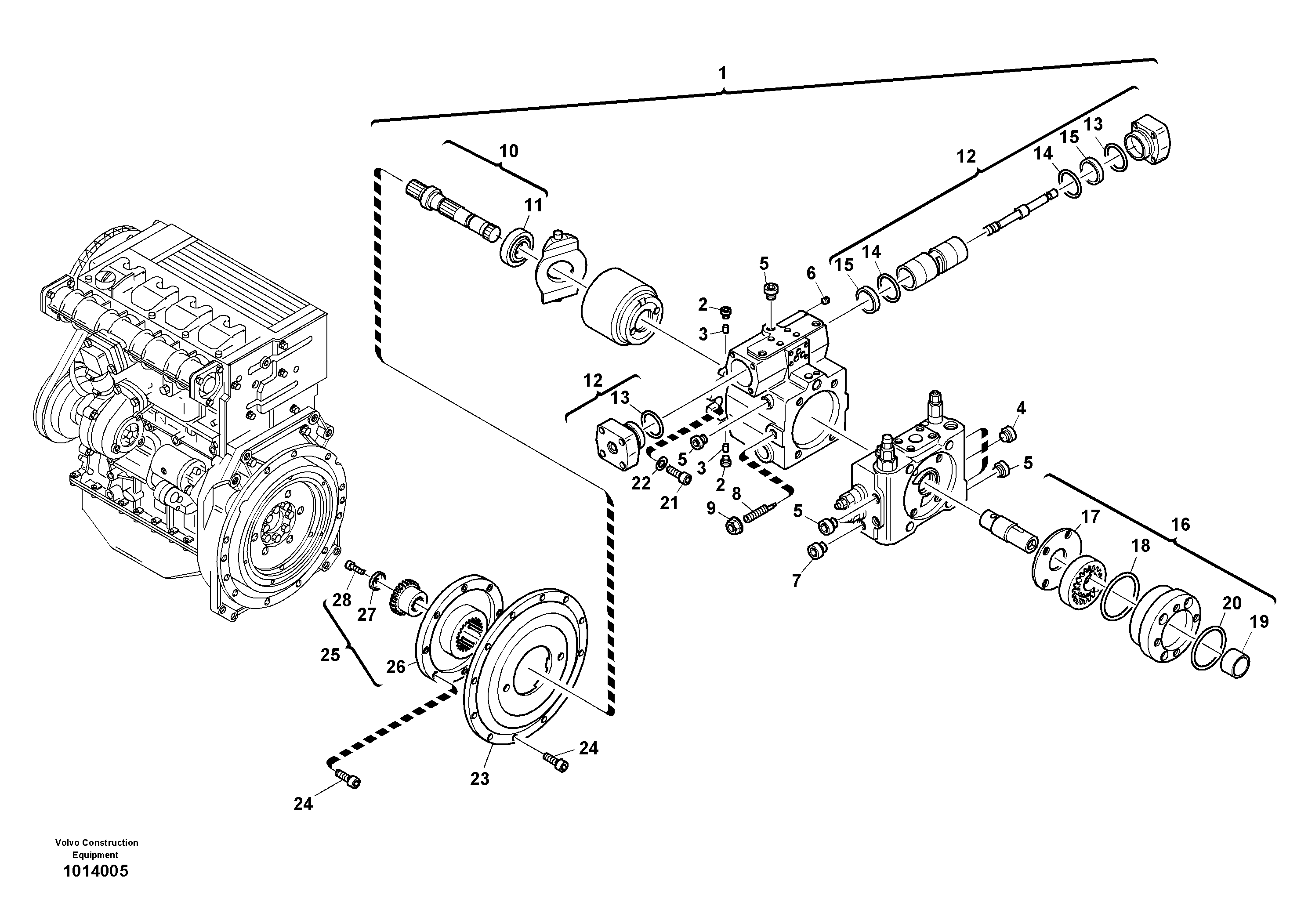 Схема запчастей Volvo L35B - 96812 Variable displacement pump L35B S/N186/187/188/1893000 - 6000