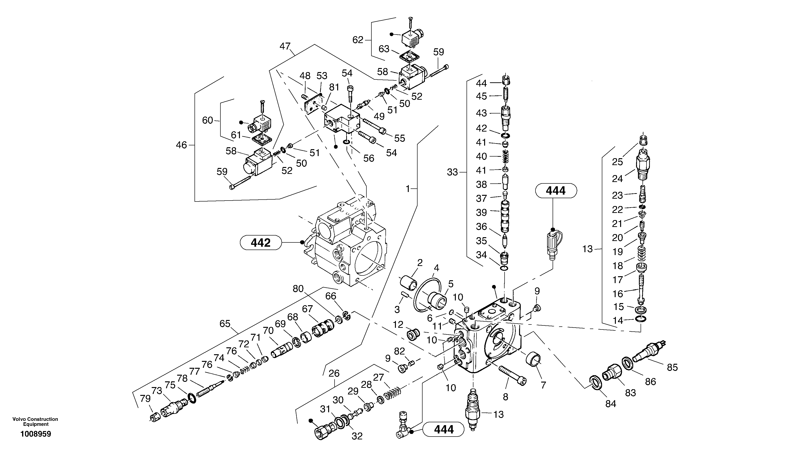 Схема запчастей Volvo L35B - 97261 Valves - Variable displacement pump L35B S/N186/187/188/1893000 - 6000