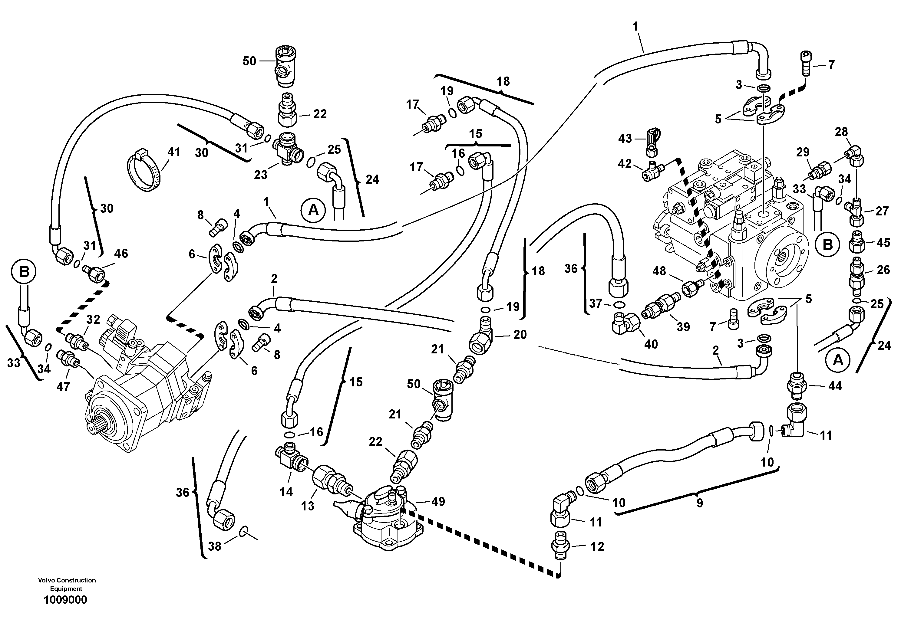 Схема запчастей Volvo L35B - 7821 Lines - hydrostatic drive L35B S/N186/187/188/1893000 - 6000