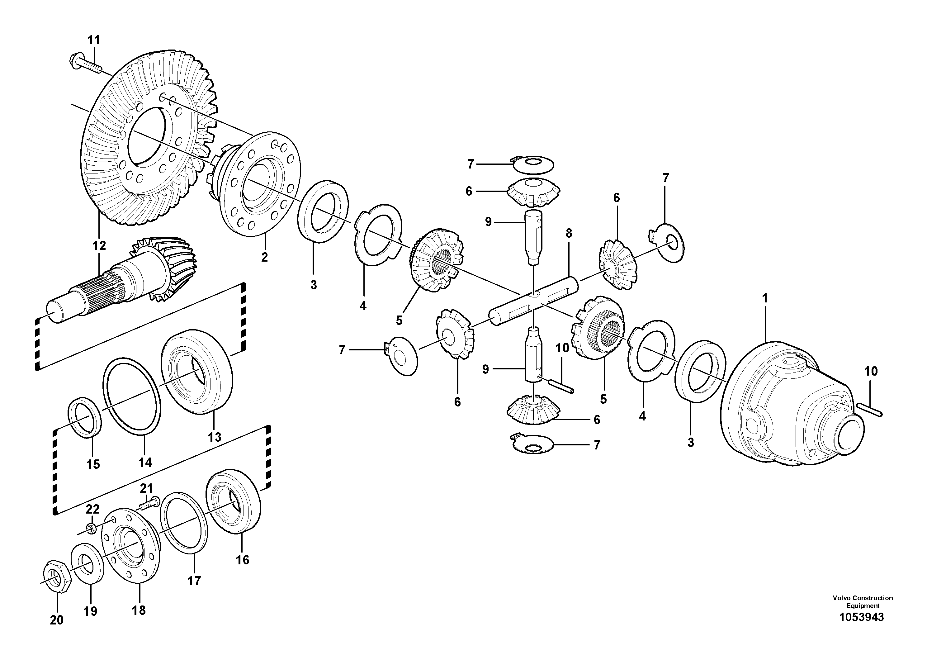 Схема запчастей Volvo L35B - 60866 Корпус дифференциала переднего моста L35B S/N186/187/188/1893000 - 6000