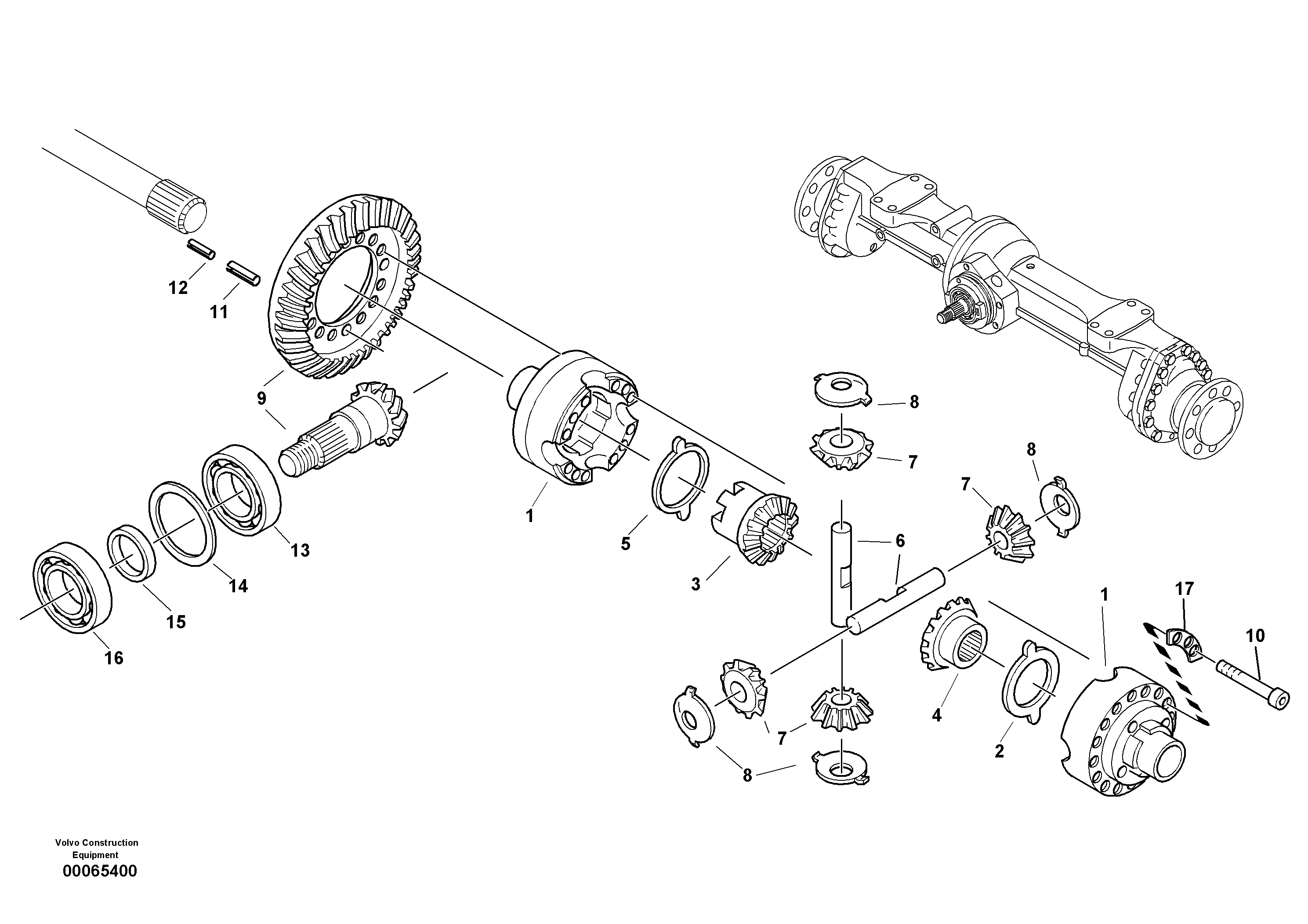 Схема запчастей Volvo L35B - 30424 Differential carrier - assy rear axle L35B S/N186/187/188/1893000 - 6000