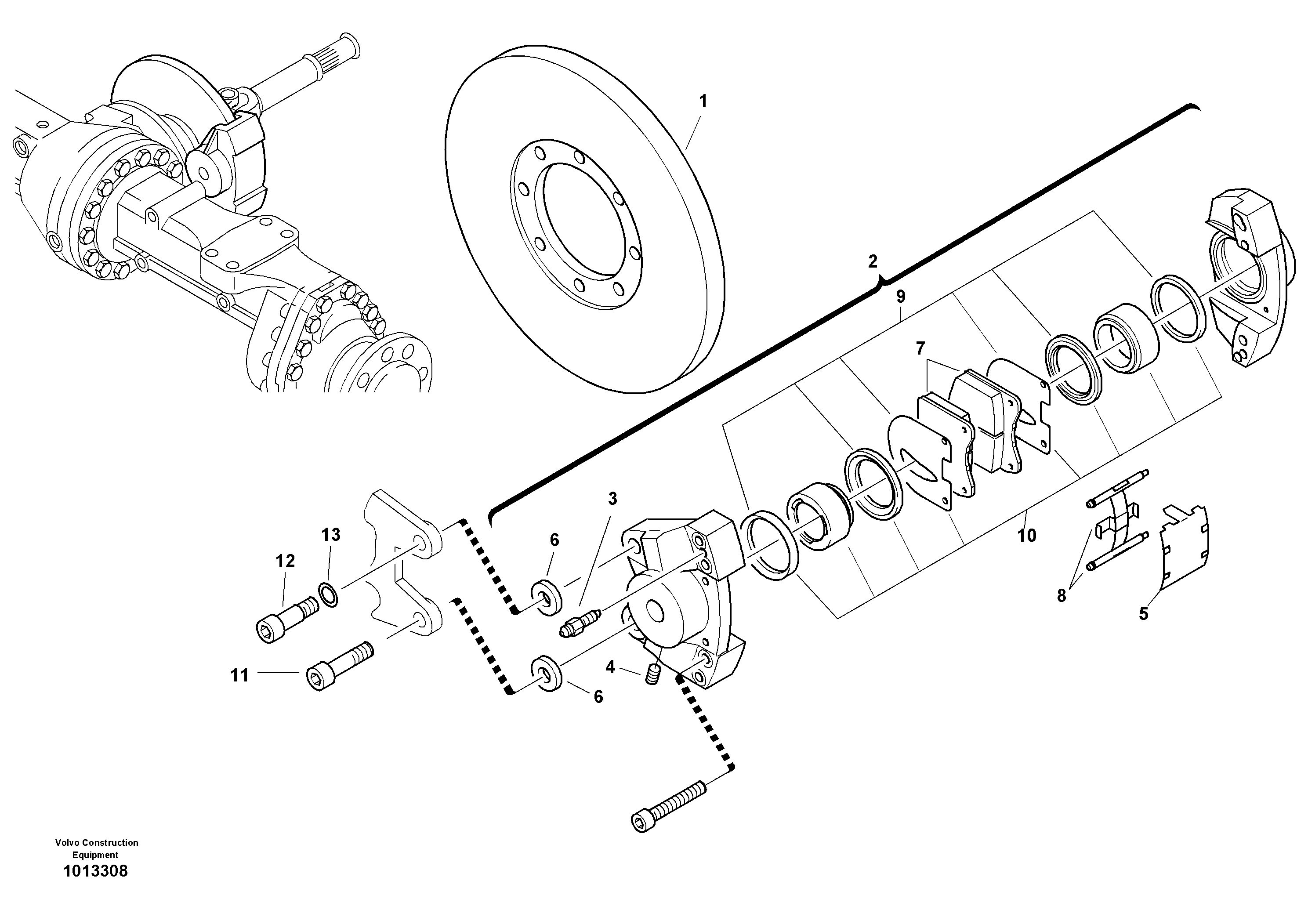 Схема запчастей Volvo L35B - 31183 Central brake L35B S/N186/187/188/1893000 - 6000