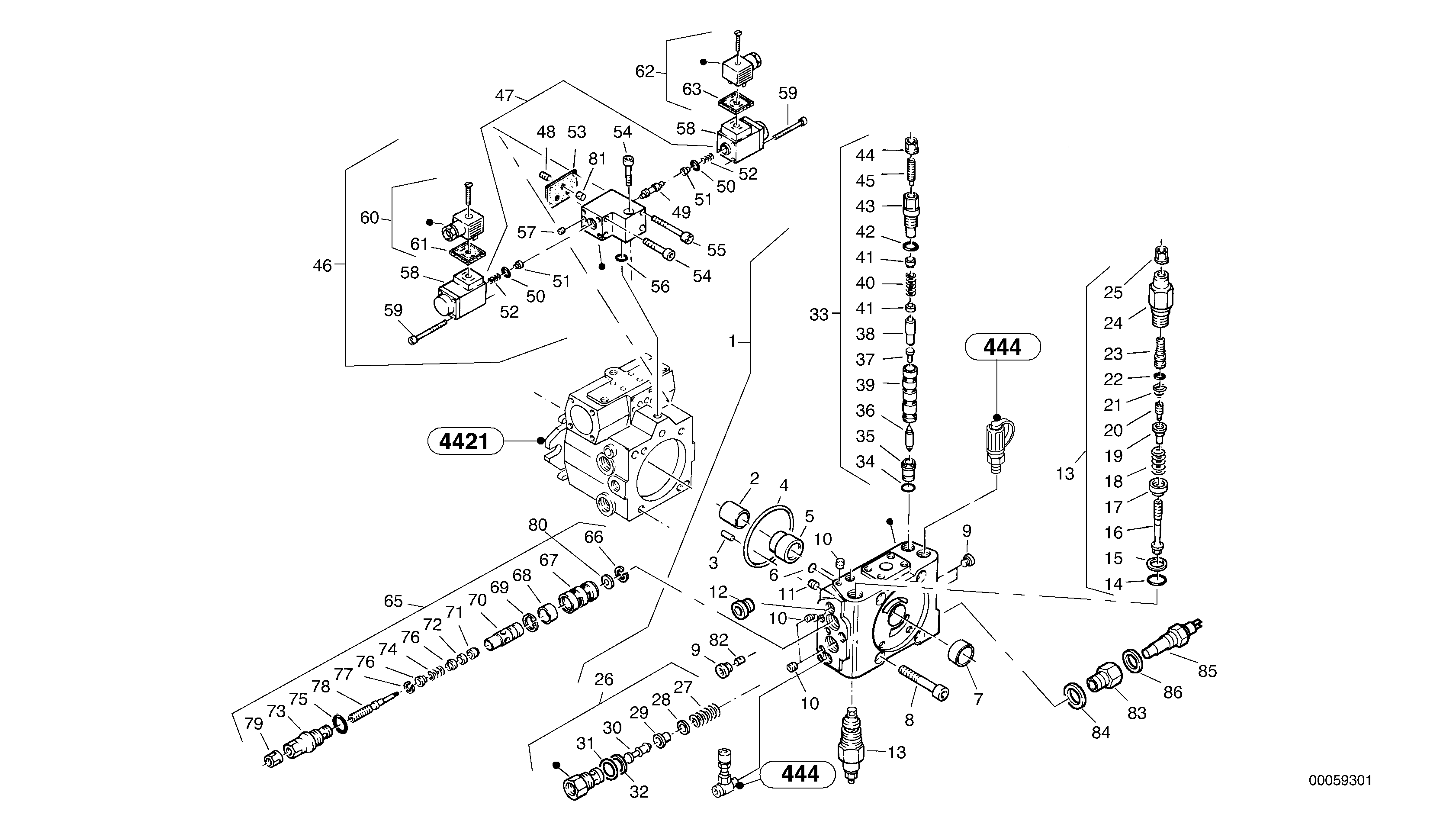 Схема запчастей Volvo L35B - 100181 Valves - Variable displacement pump L35B TYPE 186, 187, 188, 189 SER NO - 2999