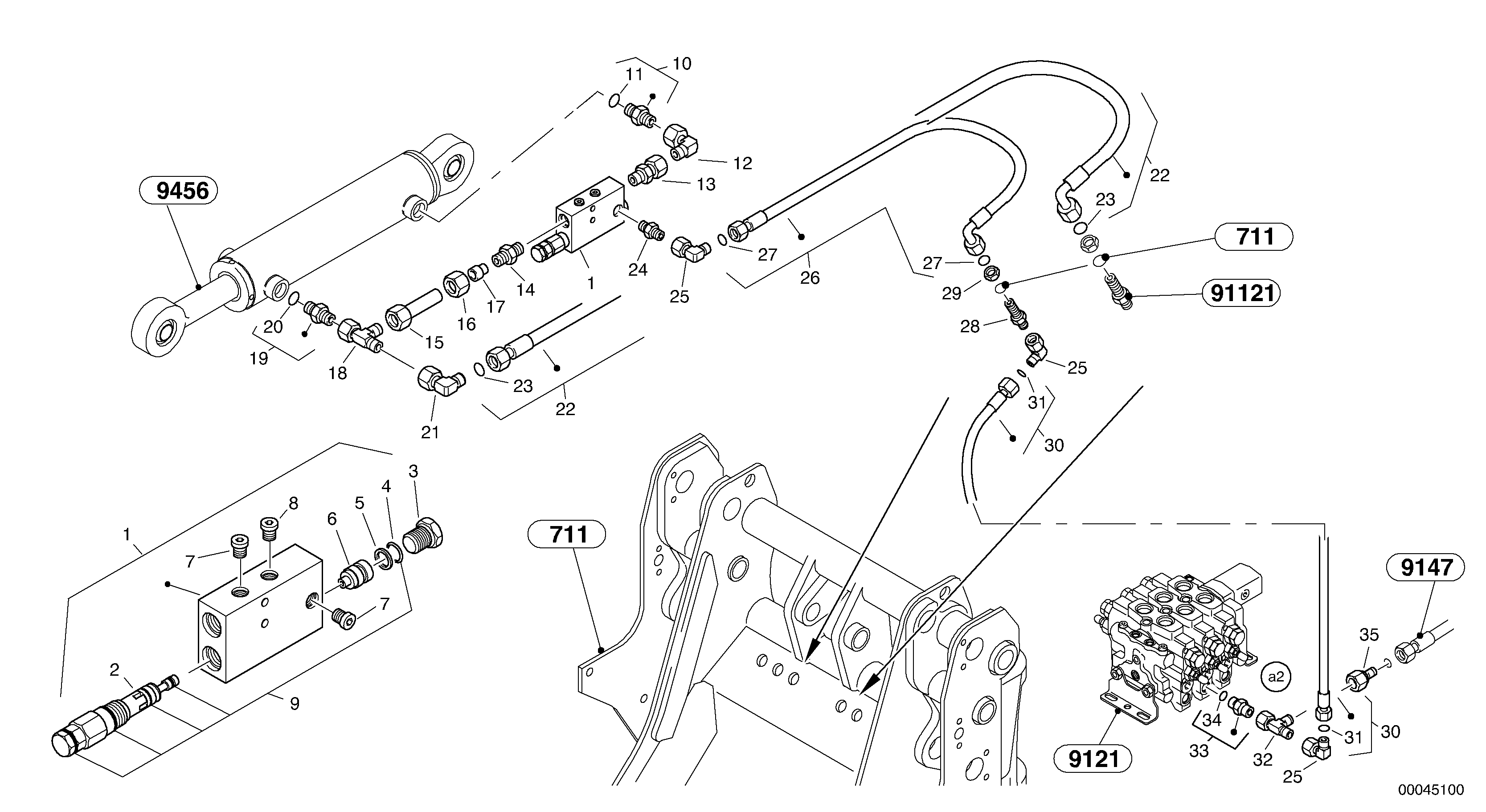 Схема запчастей Volvo L40B - 37299 Line fracture safety - Tilt L40B TYPE 191, 192 SER NO - 1499