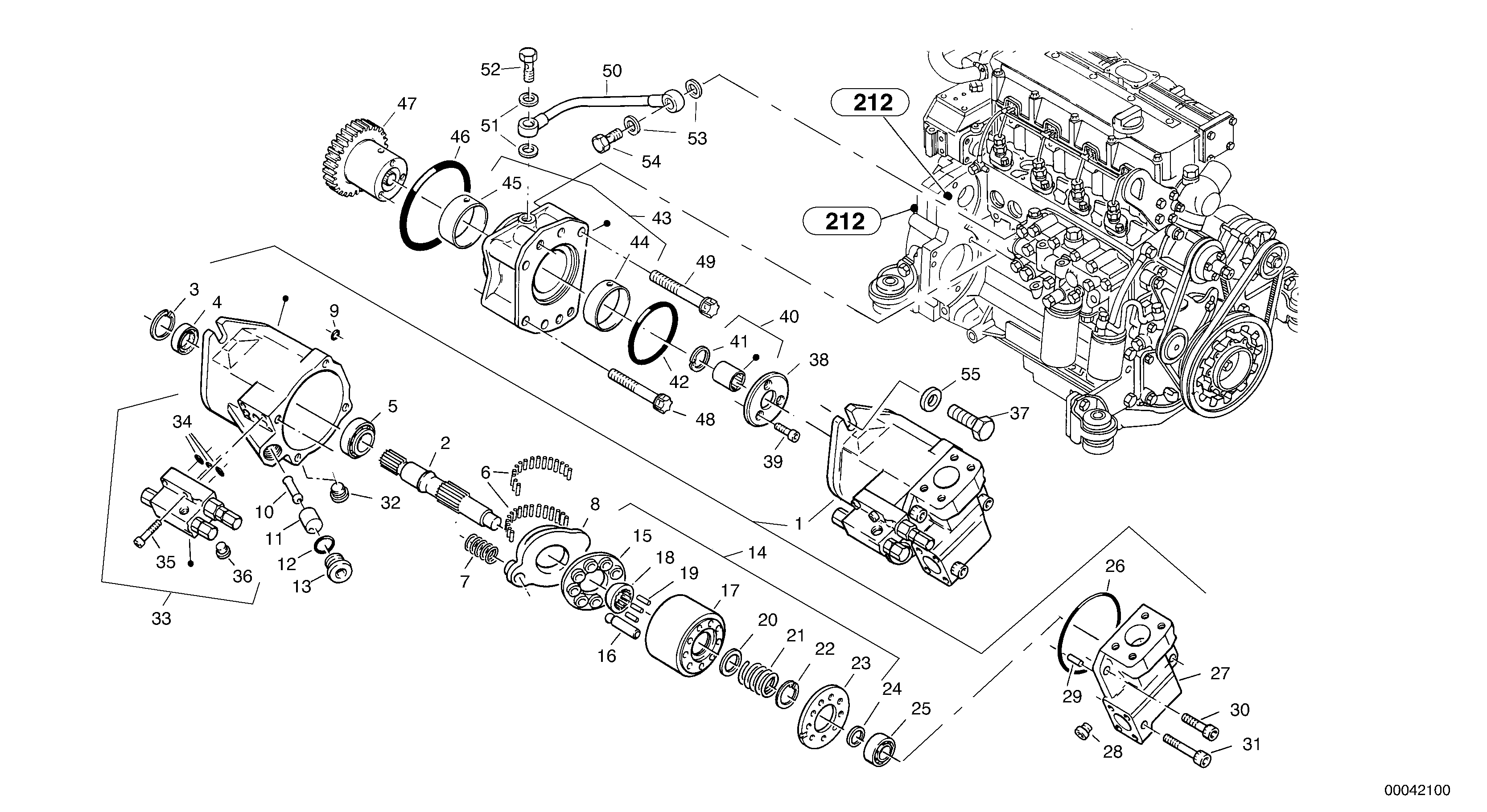 Схема запчастей Volvo L40B - 5464 Pump - working hydraulic L40B TYPE 191, 192 SER NO - 1499