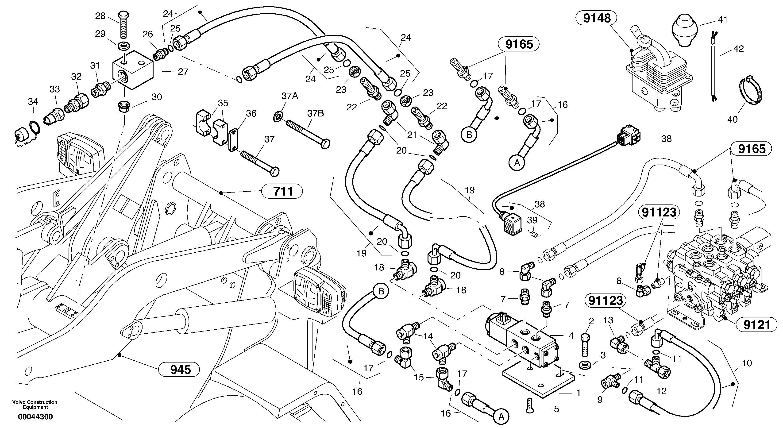 Схема запчастей Volvo L40B - 53655 Hydraulic function - Nr. 4 L40B TYPE 191, 192 SER NO - 1499