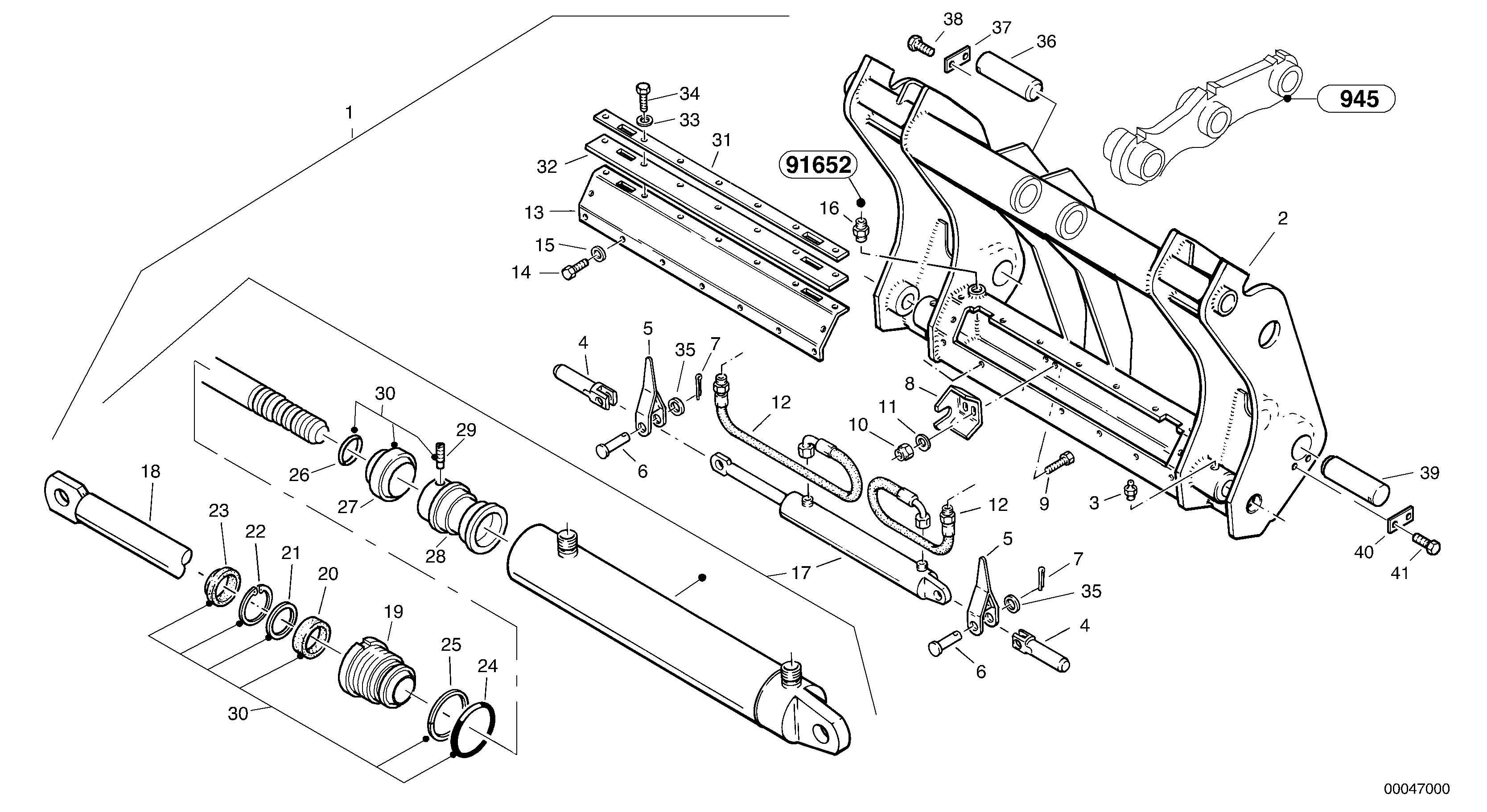 Схема запчастей Volvo L40B - 38205 Attachment mounting plate - Quick change, hydraulic - TPV L40B TYPE 191, 192 SER NO - 1499