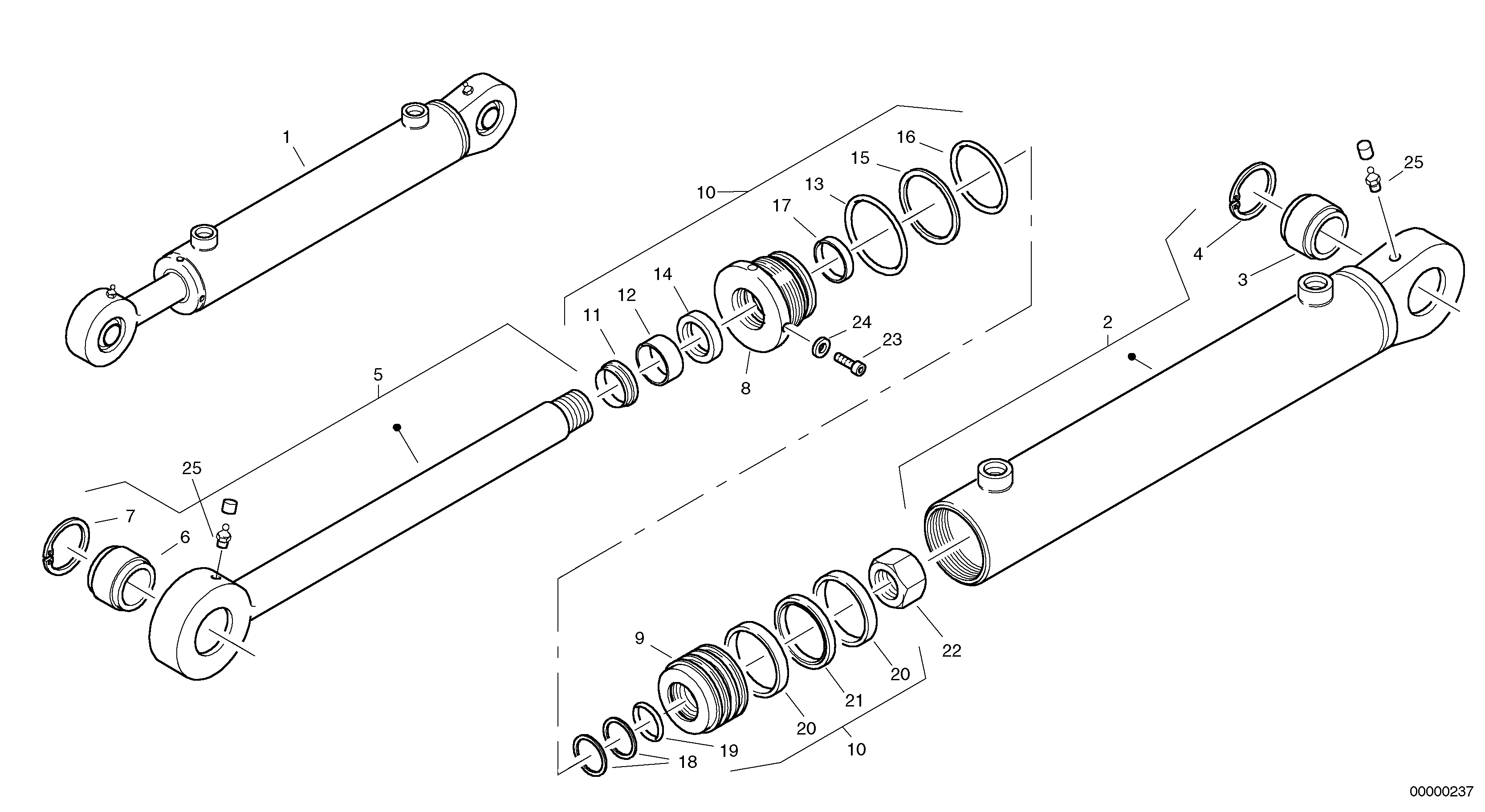 Схема запчастей Volvo L40B - 69912 Гидроцилиндр (цилиндр) подъемный L40B TYPE 191, 192 SER NO - 1499