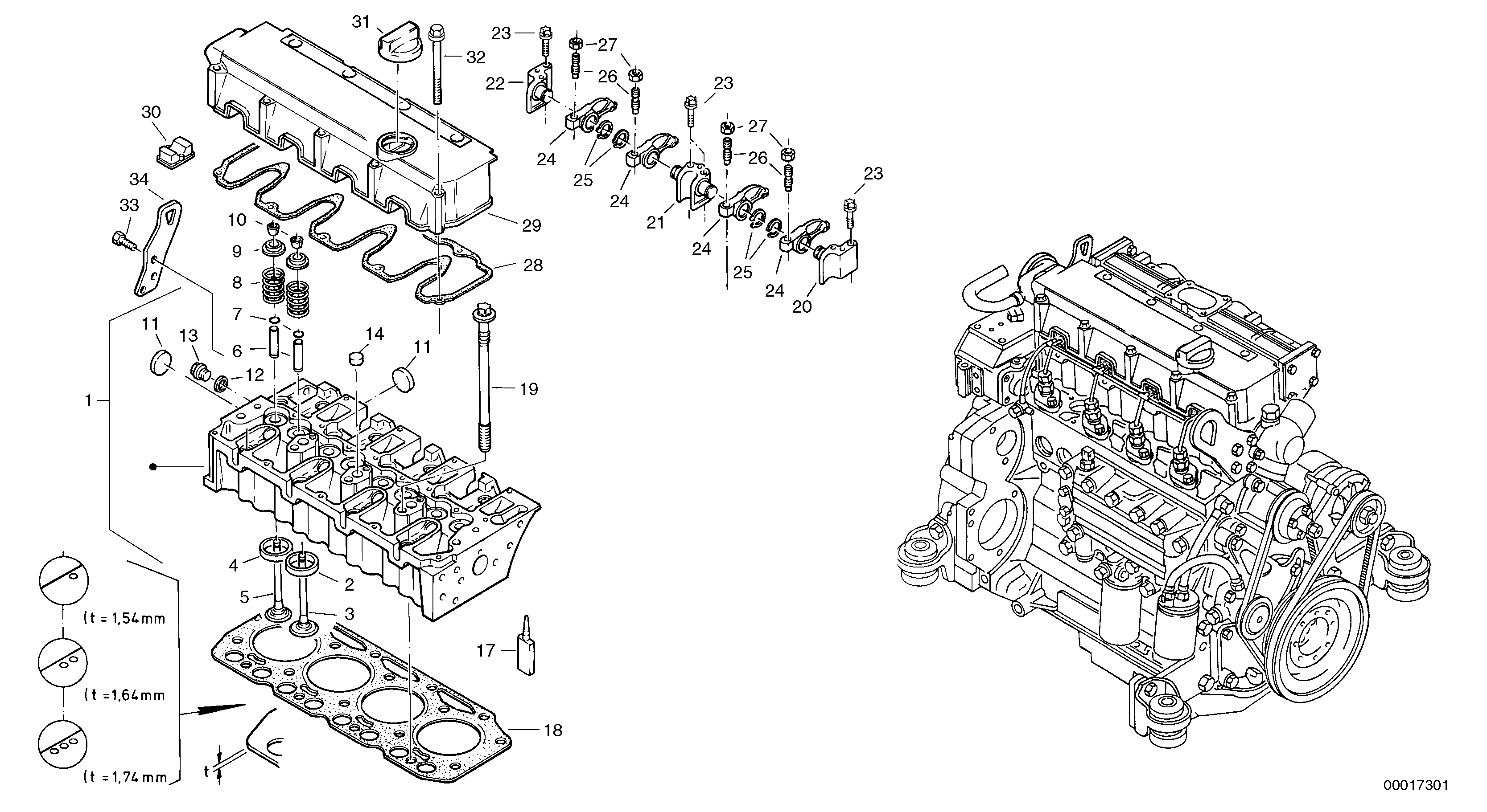 Схема запчастей Volvo L40B - 25097 Cylinder head, timing gears L40B TYPE 191, 192 SER NO - 1499
