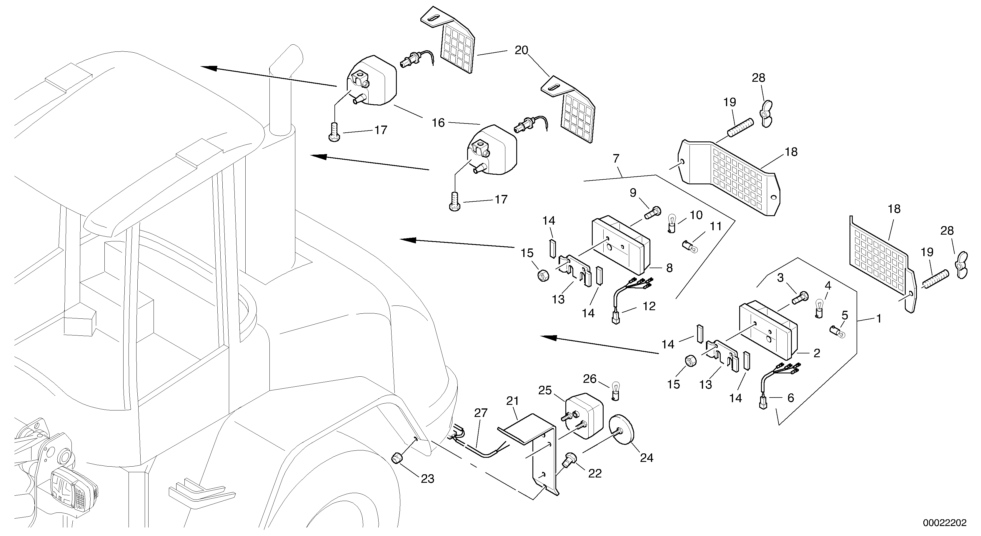 Схема запчастей Volvo L40B - 27614 Lighting, rear L40B TYPE 191, 192 SER NO - 1499