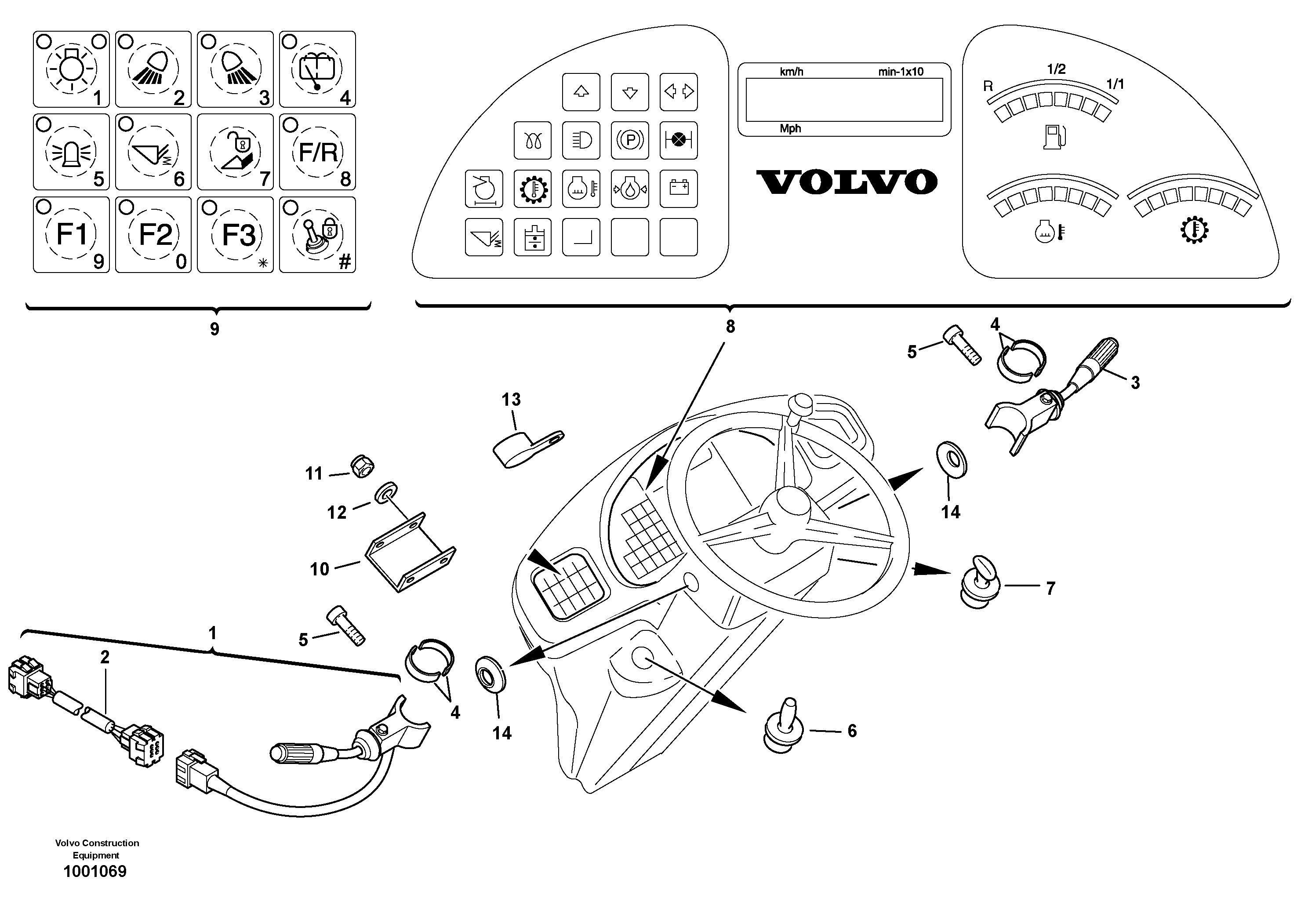 Схема запчастей Volvo L40B - 27620 Instruments panel L40B TYPE 191, 192 SER NO - 1499