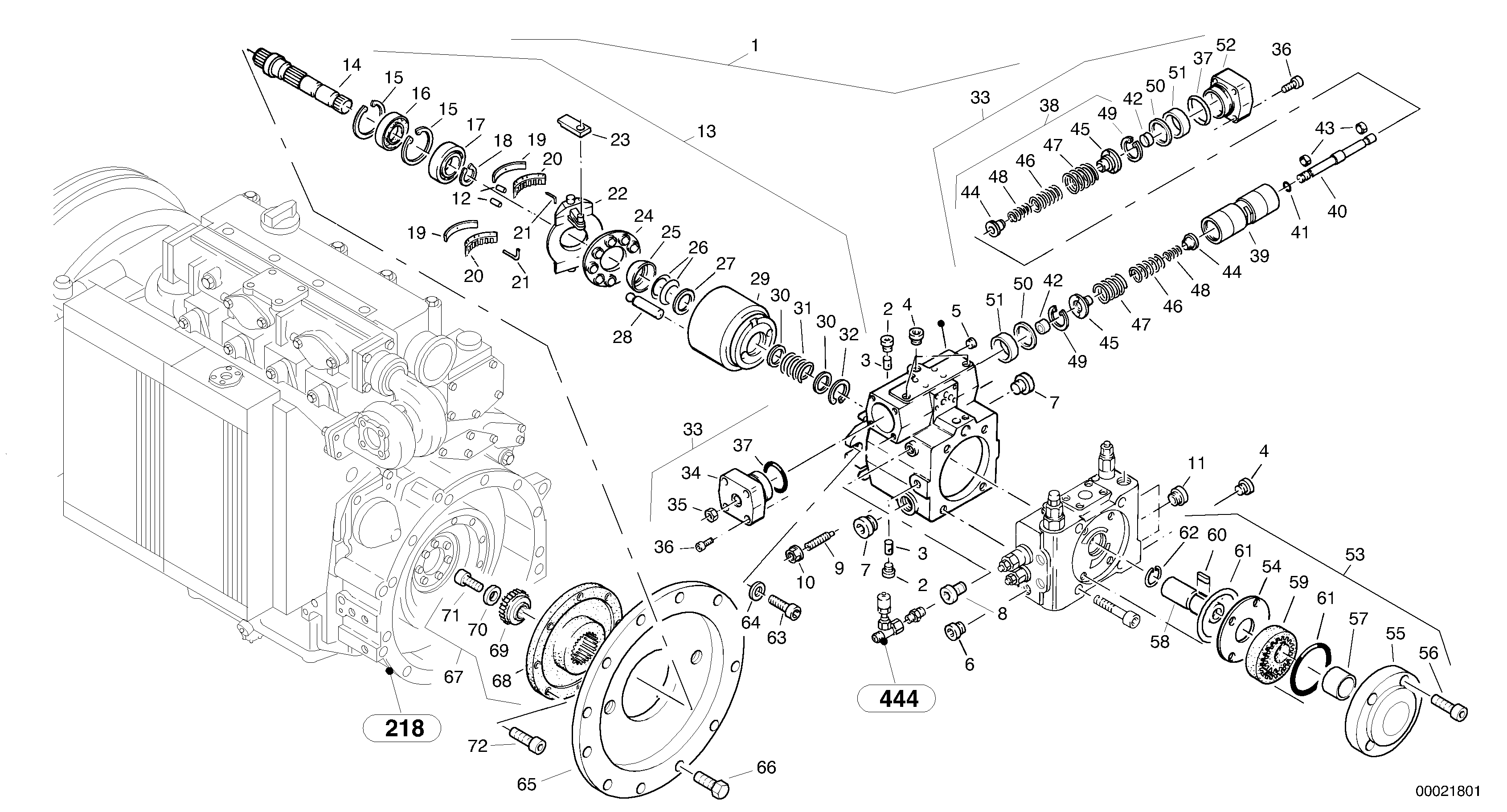 Схема запчастей Volvo L40B - 100151 Variable displacement pump L40B TYPE 191, 192 SER NO - 1499