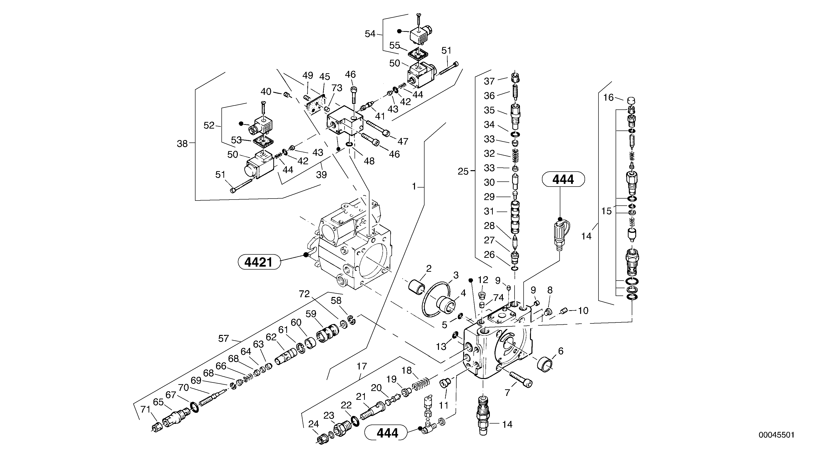 Схема запчастей Volvo L40B - 97904 Valves - Variable displacement pump L40B TYPE 191, 192 SER NO - 1499