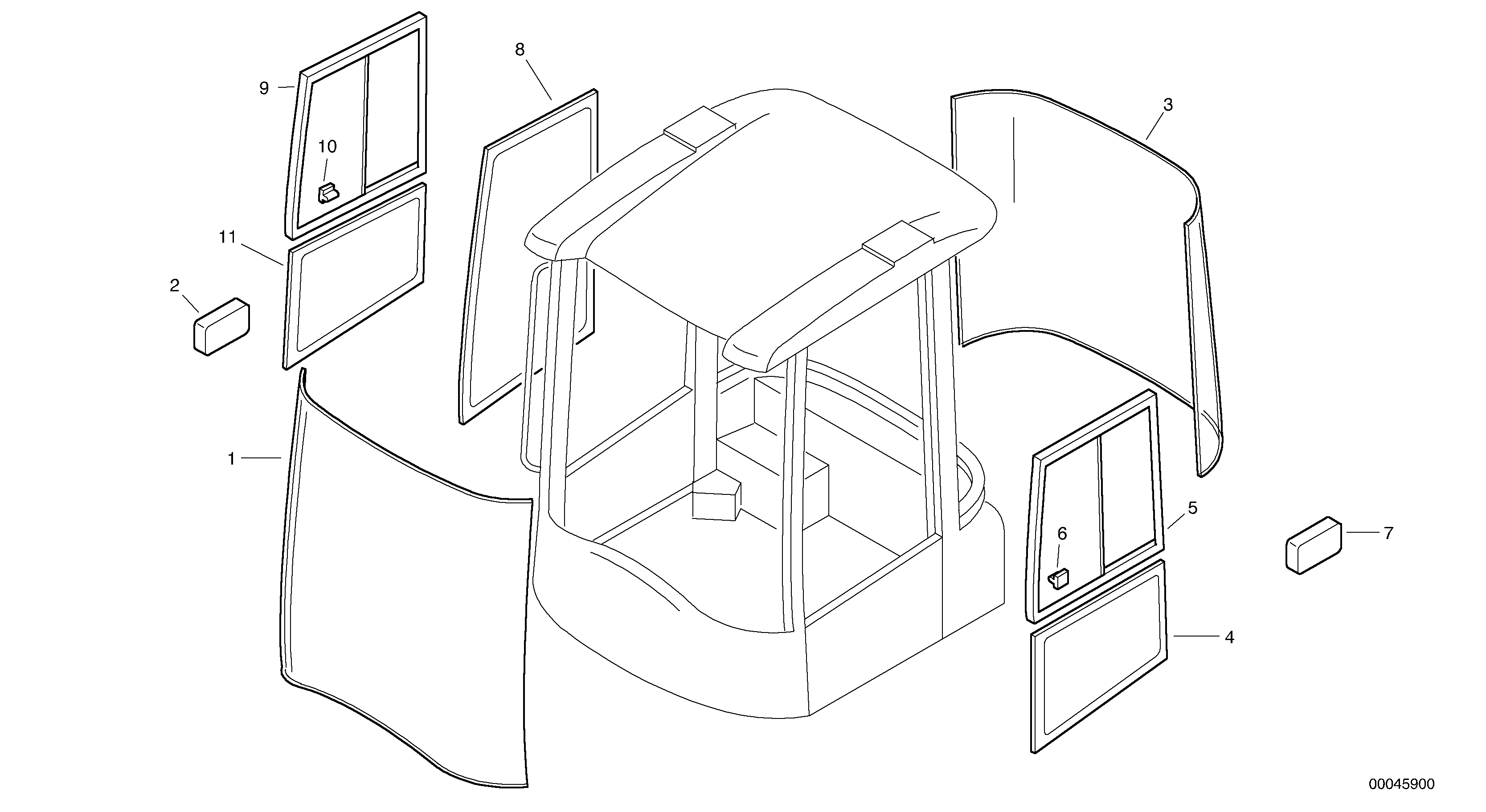 Схема запчастей Volvo L40B - 53558 Window pane L40B S/N 1911500 - S/N 1921500 -