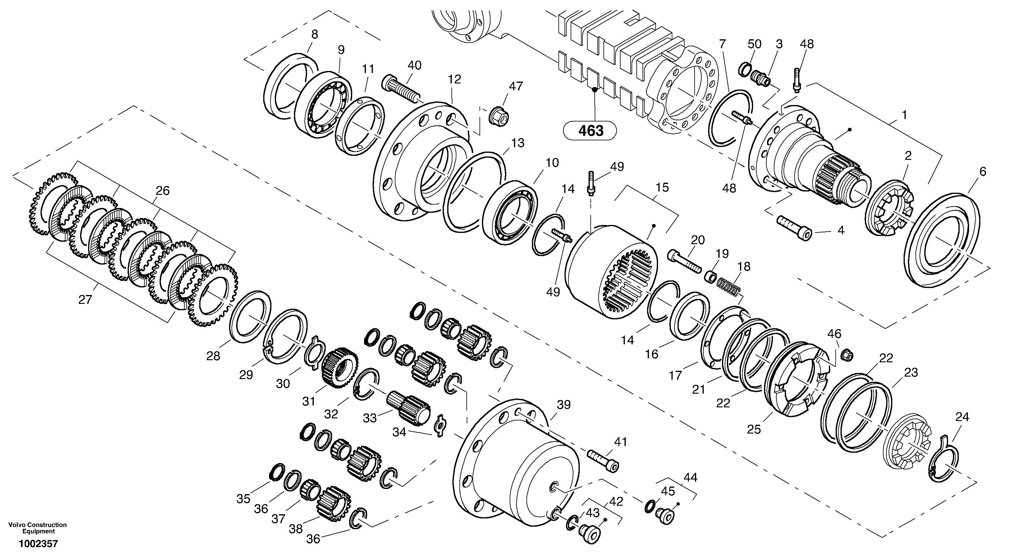 Схема запчастей Volvo L40B - 364 Final drive - Portal-rear axle L40B TYPE 191, 192 SER NO - 1499