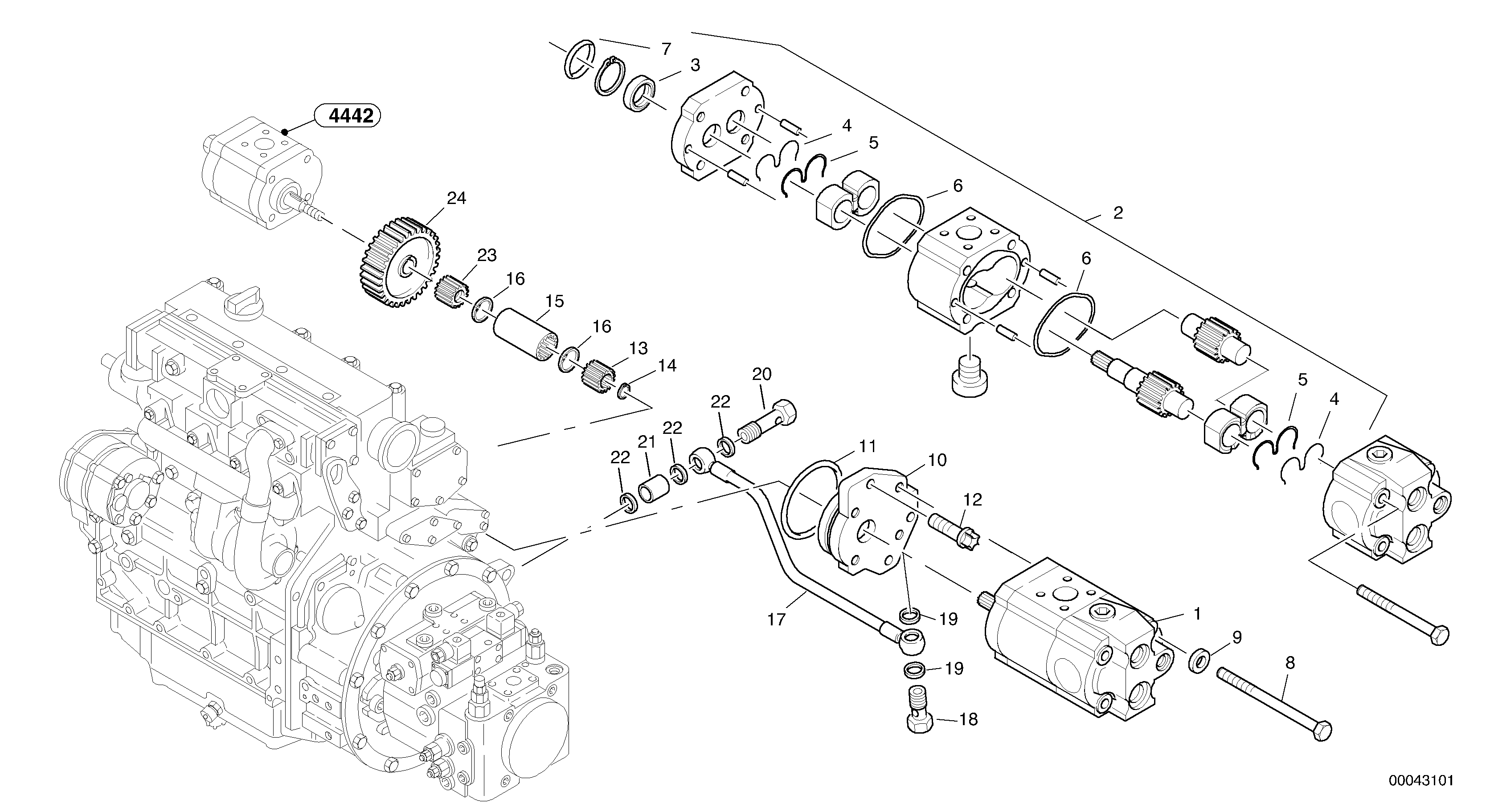 Схема запчастей Volvo L40B - 38474 Гидронасос рулевой L40B TYPE 191, 192 SER NO - 1499
