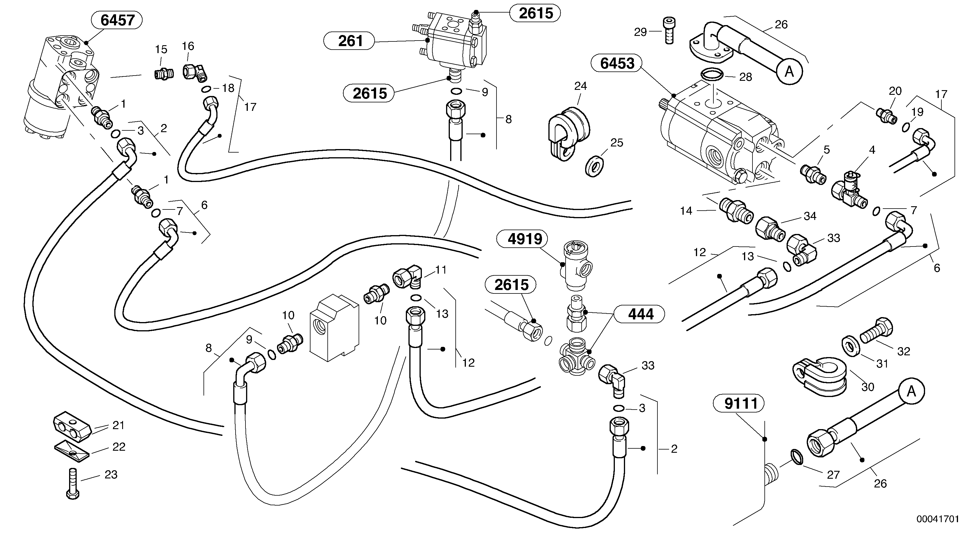 Схема запчастей Volvo L40B - 34429 Steering-hydraulic equipment - rear vehicle L40B TYPE 191, 192 SER NO - 1499