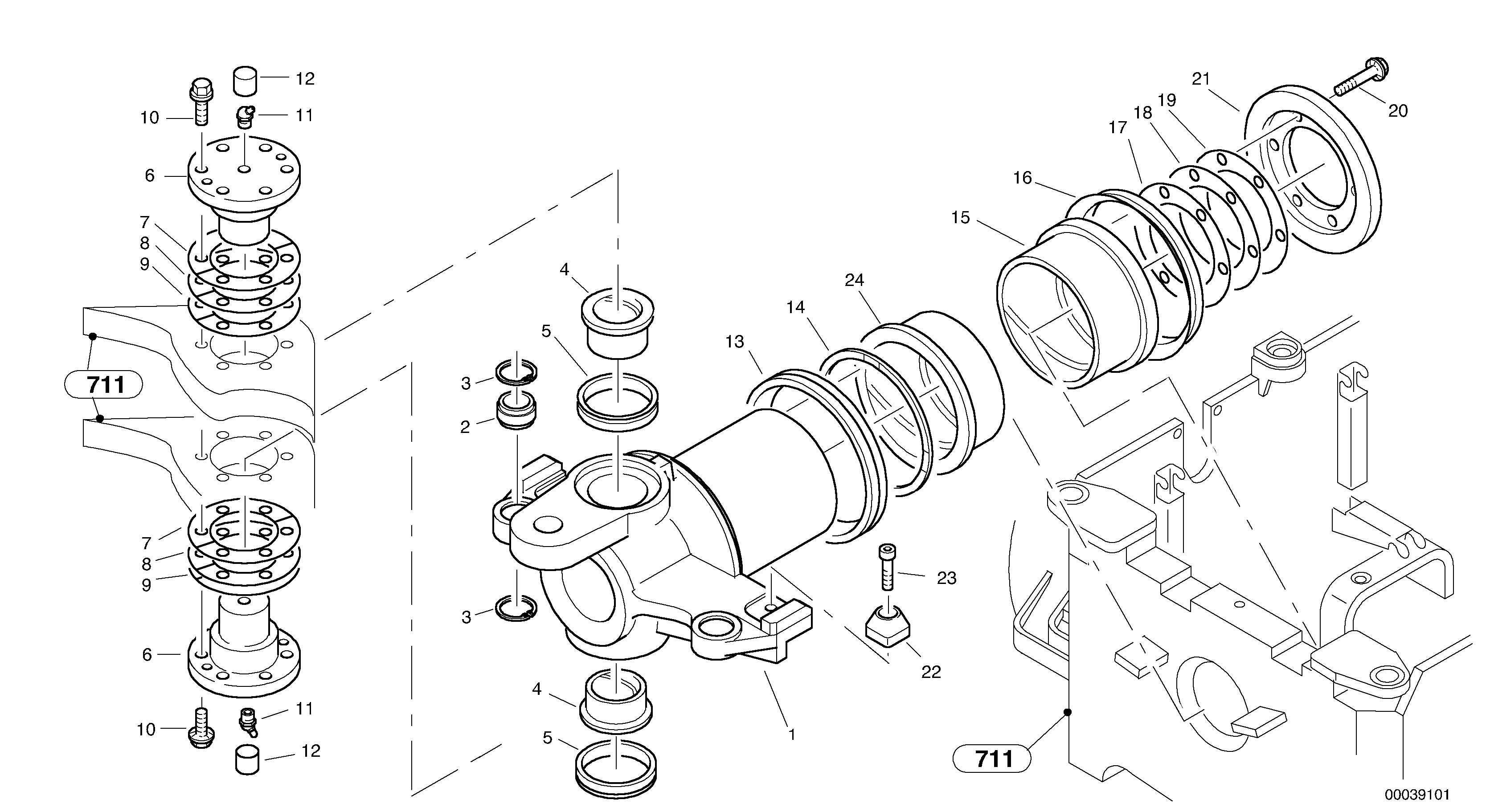 Схема запчастей Volvo L40B - 3455 Articulation point L40B TYPE 191, 192 SER NO - 1499