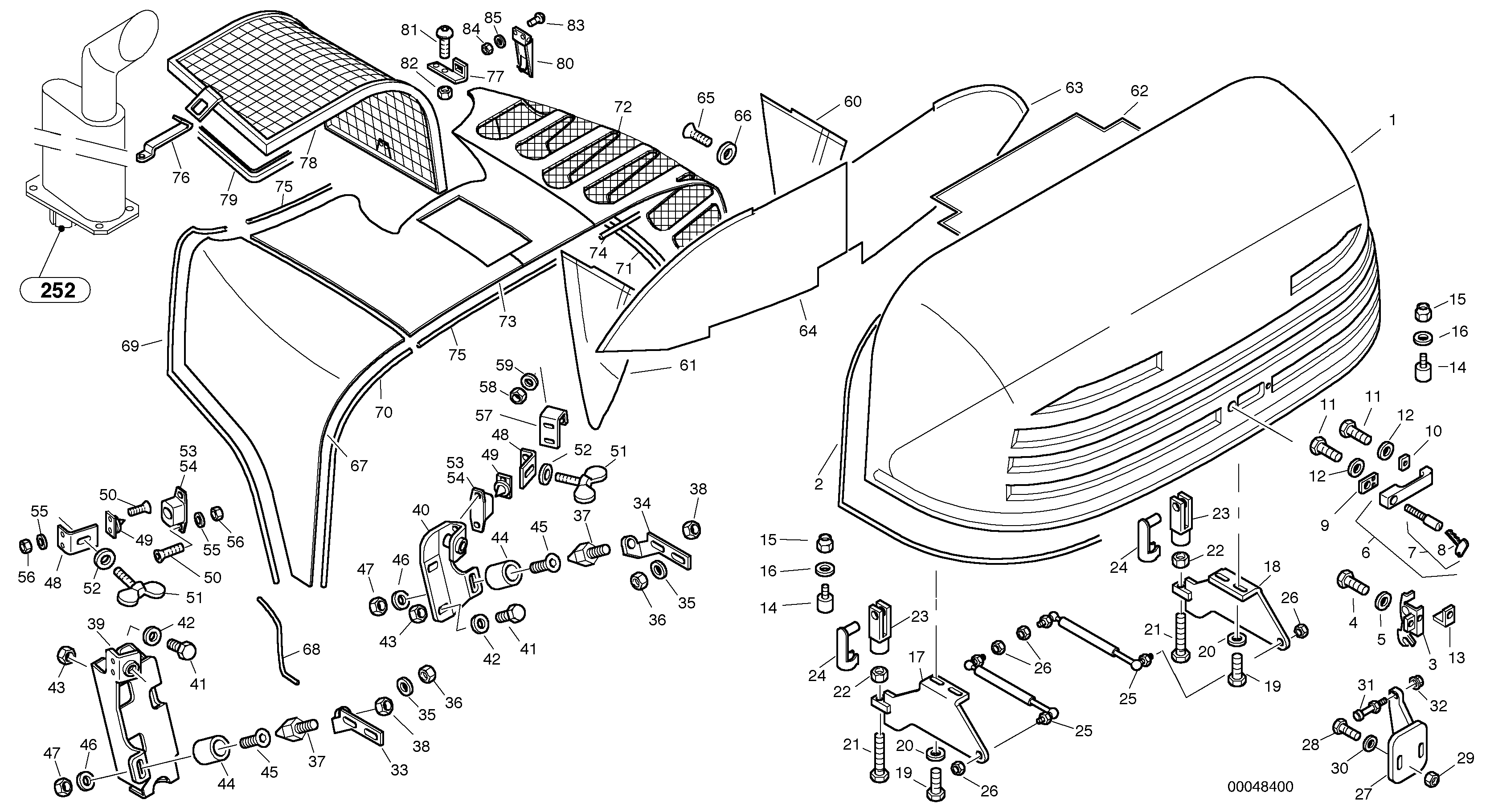 Схема запчастей Volvo L40B - 9539 Engine hood L40B TYPE 191, 192 SER NO - 1499