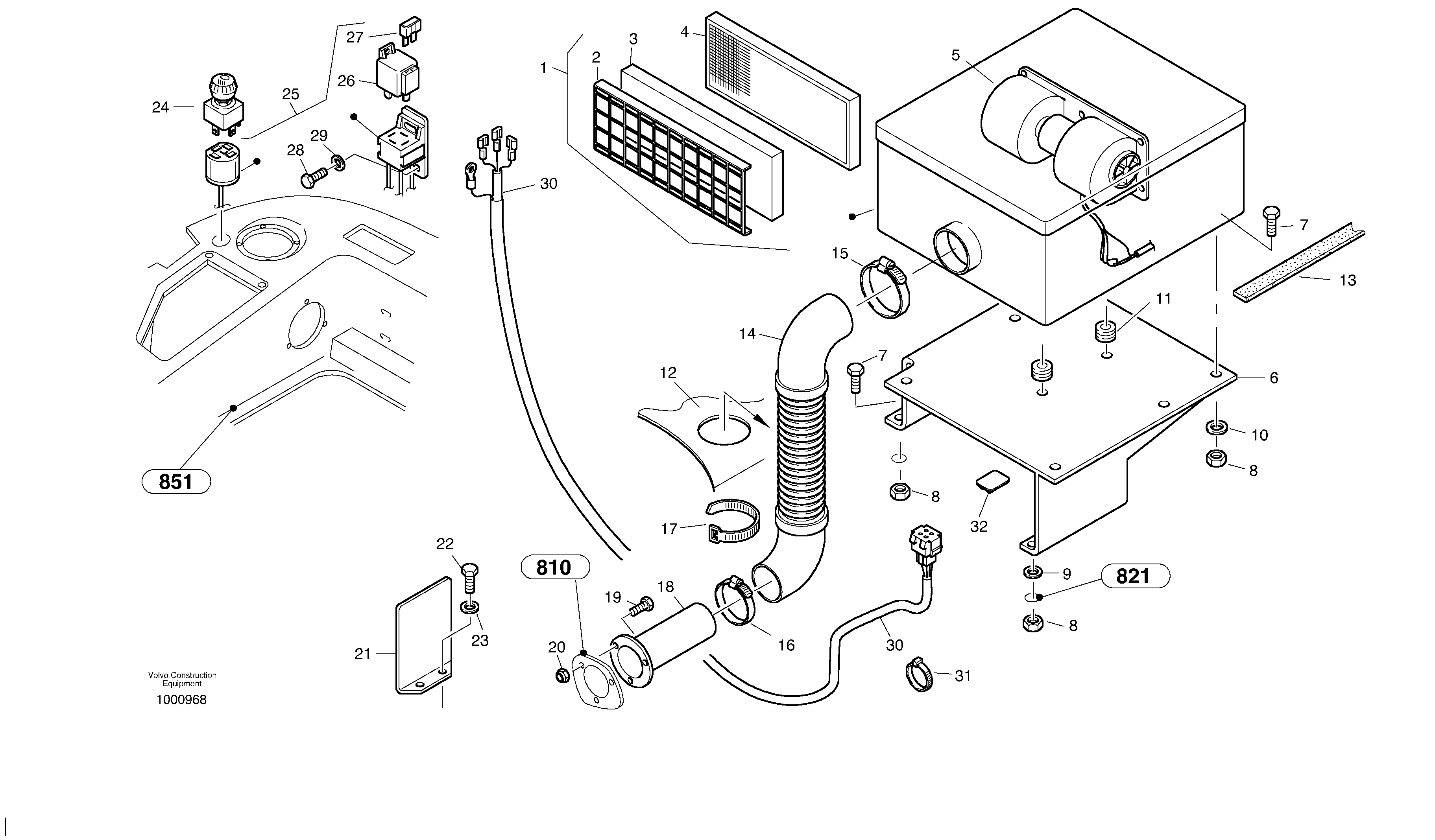 Схема запчастей Volvo L40B - 67237 Drivers cab ventilation L40B TYPE 191, 192 SER NO - 1499
