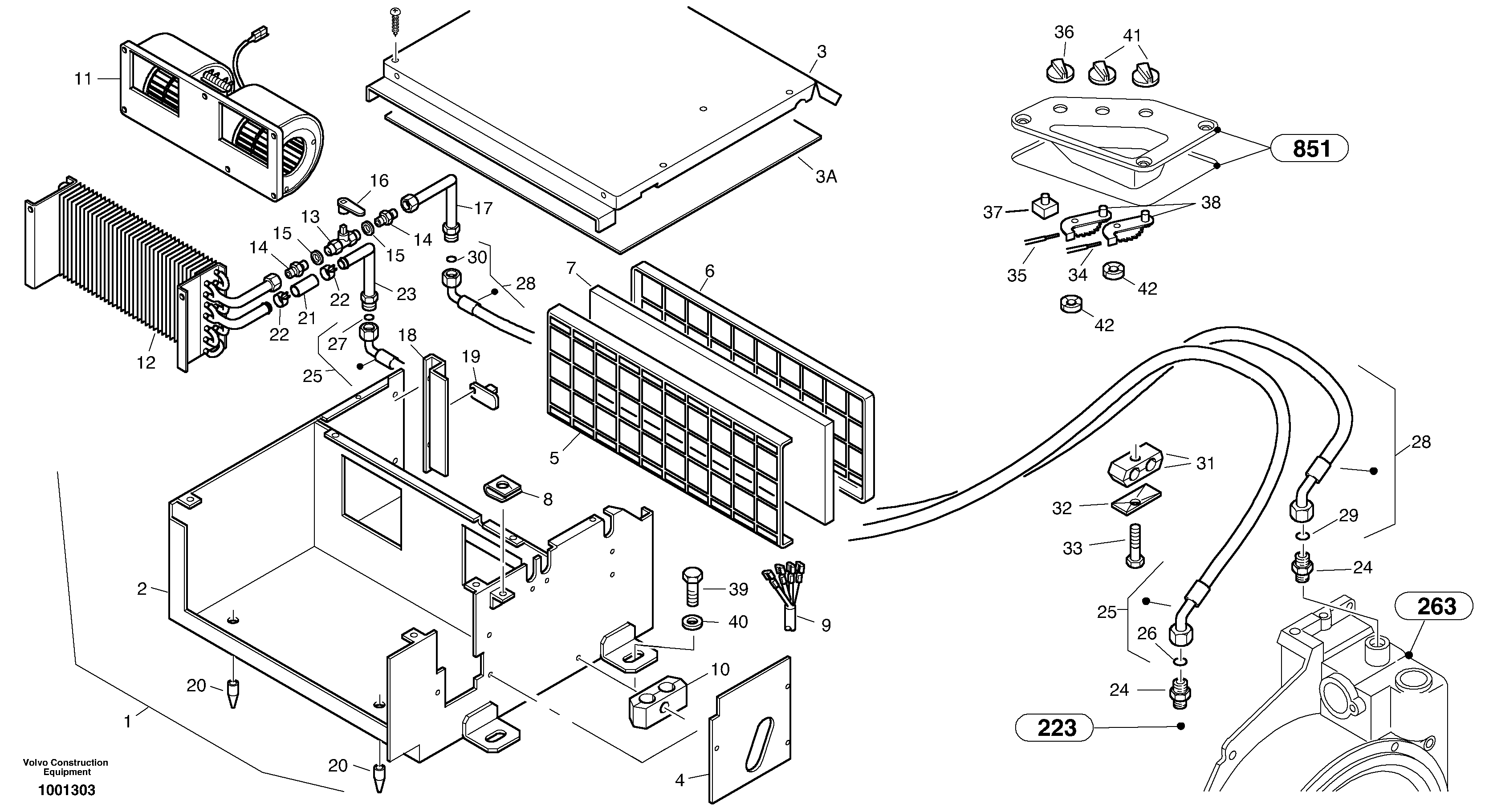 Схема запчастей Volvo L40B - 4667 Heater L40B TYPE 191, 192 SER NO - 1499