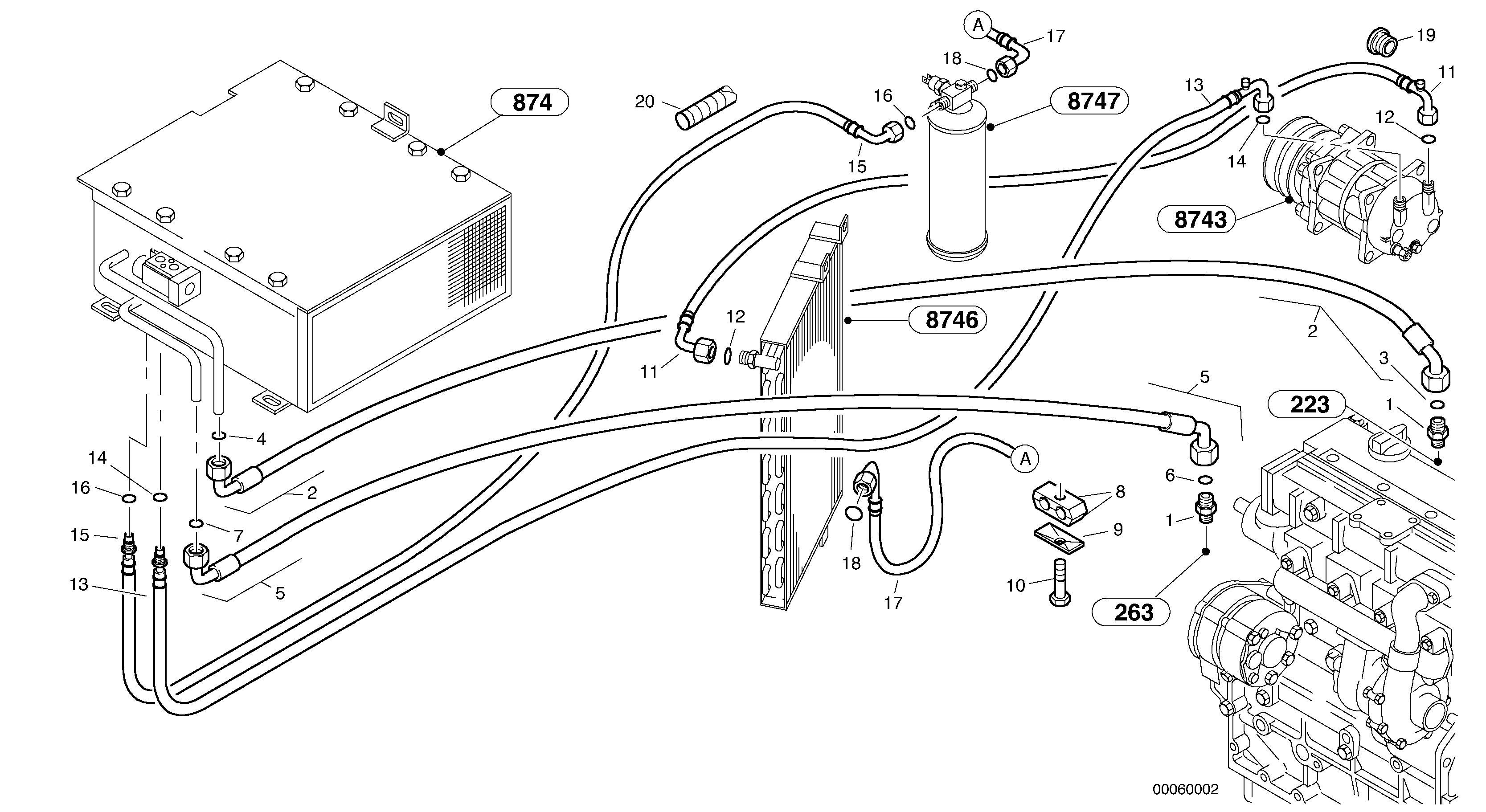 Схема запчастей Volvo L40B - 21444 Pipes - Air-conditioning system L40B TYPE 191, 192 SER NO - 1499