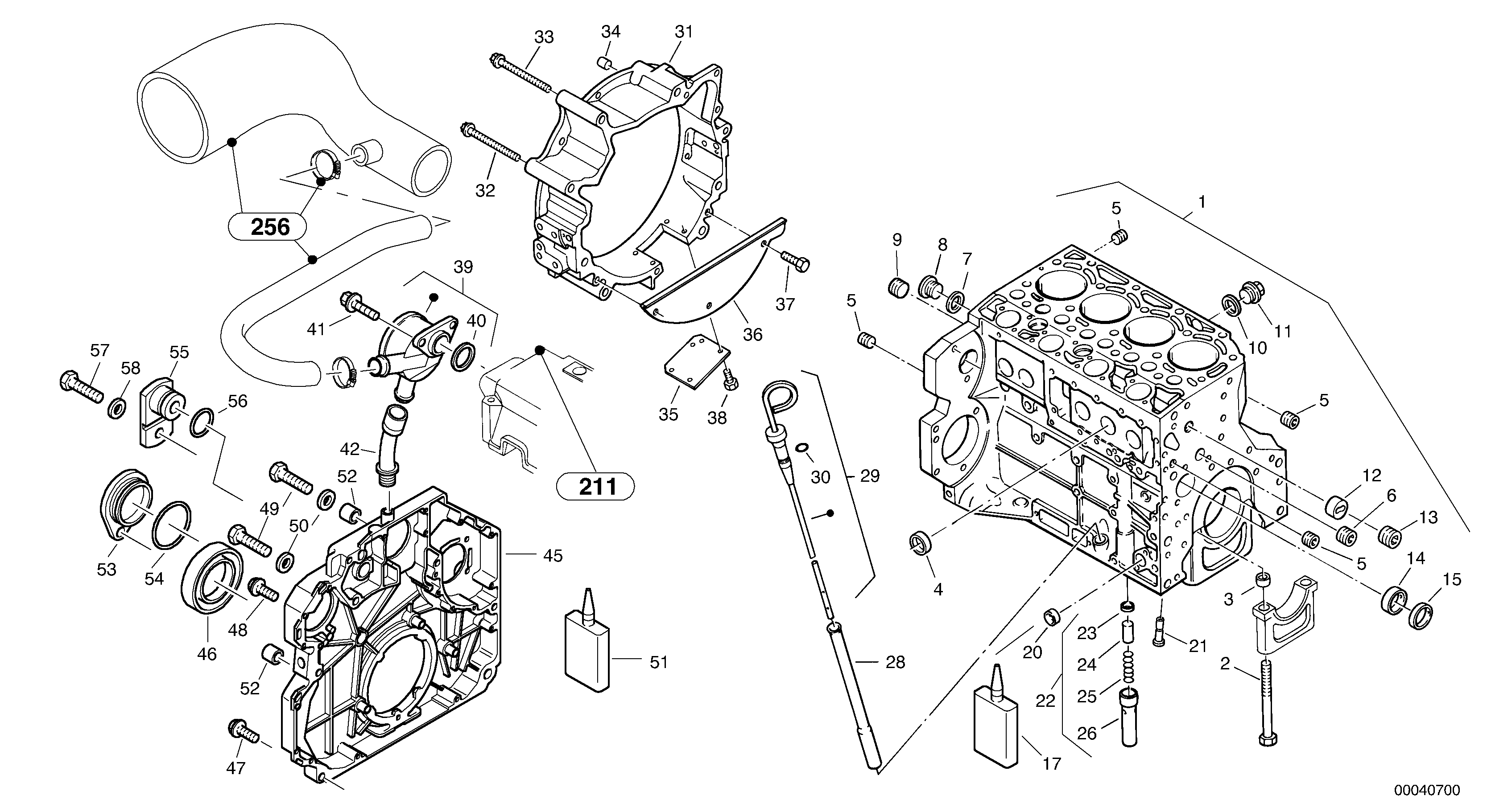 Схема запчастей Volvo L45B - 56552 Engine casing, Ventilation L45B TYPE 194, 195 SER NO - 1499