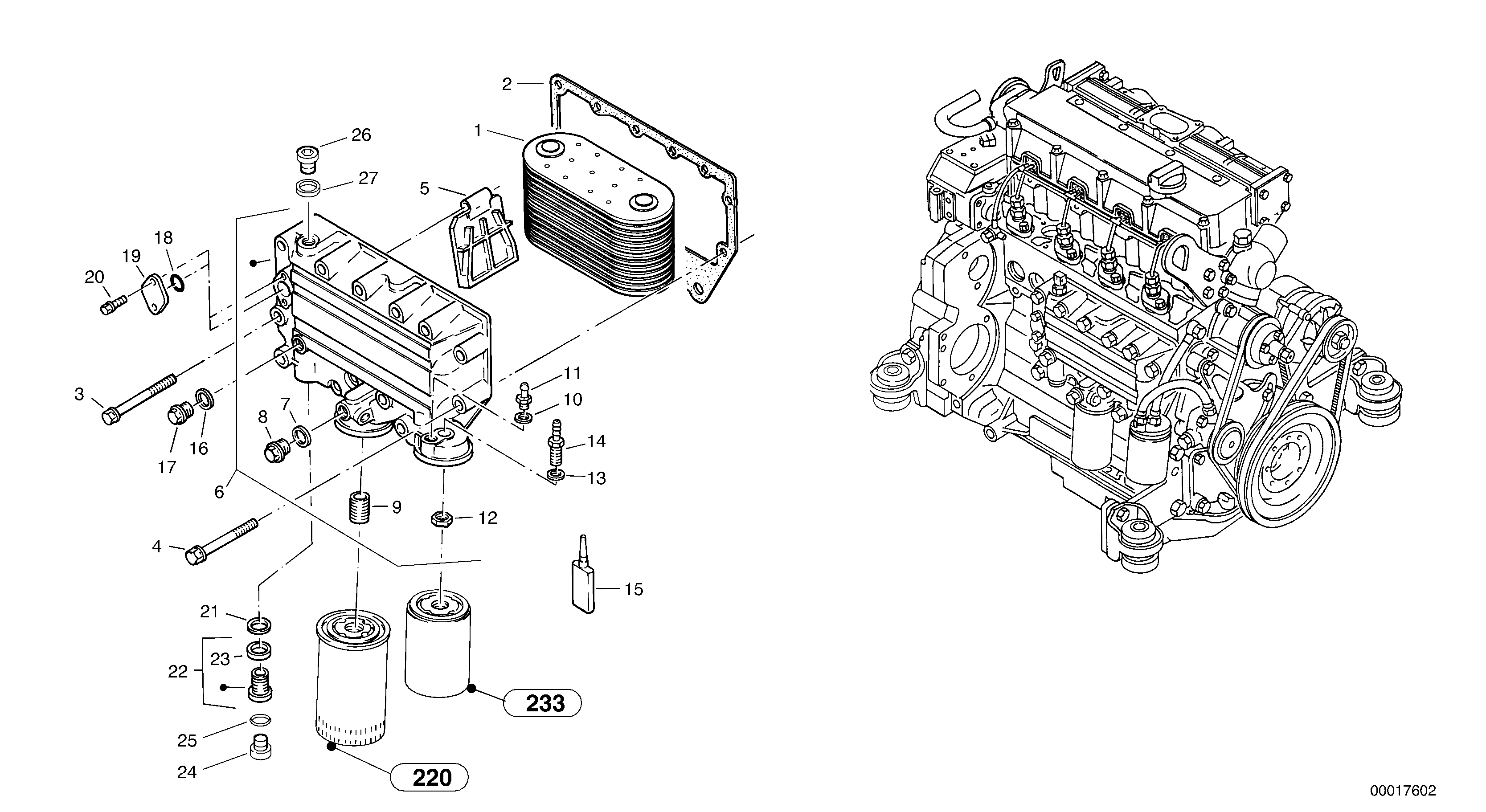 Схема запчастей Volvo L45B - 50690 Engine - oil cooler L45B TYPE 194, 195 SER NO - 1499