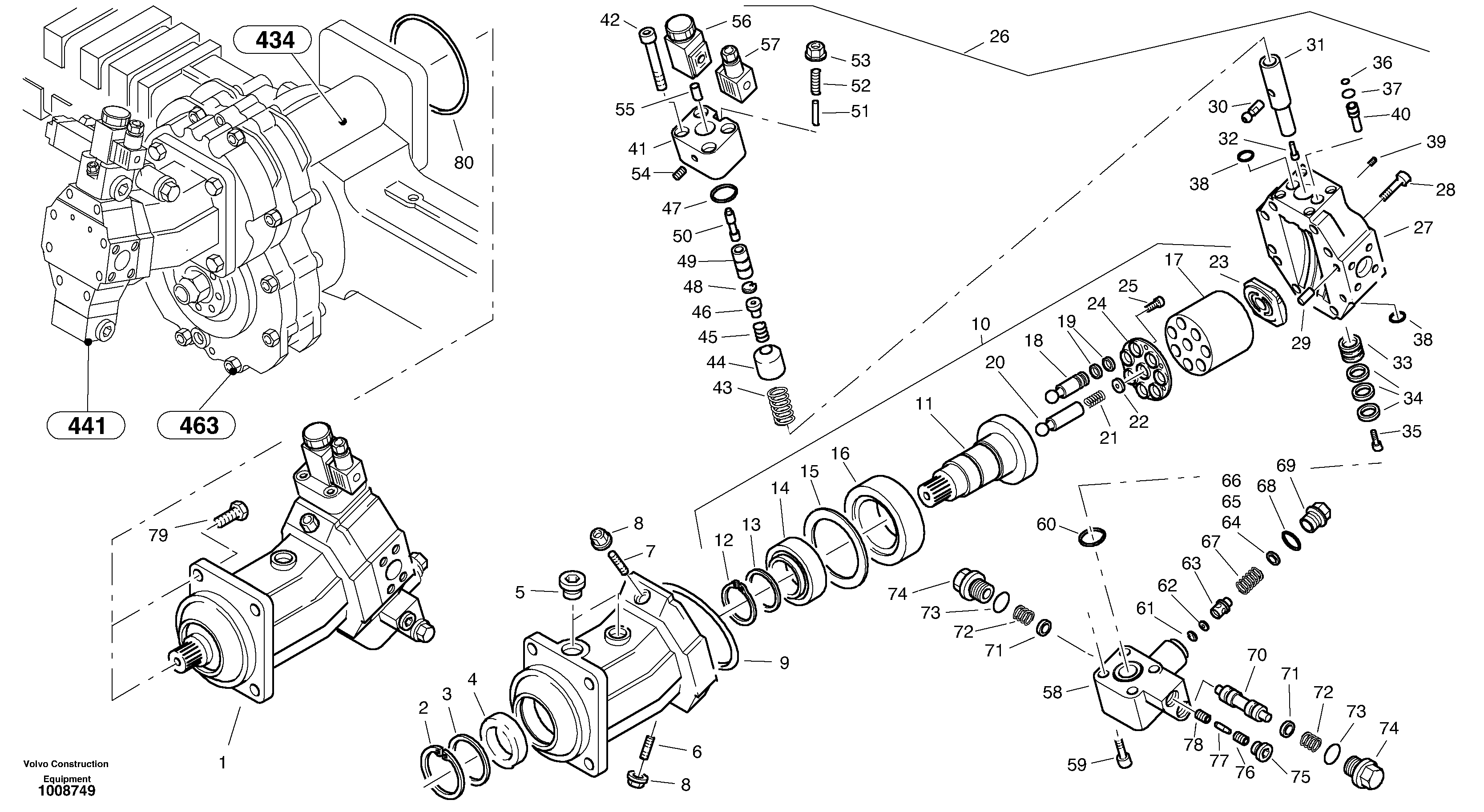 Схема запчастей Volvo L45B - 100145 Variable displacement motor 2 L45B S/N 1941500 - S/N 1951500 -