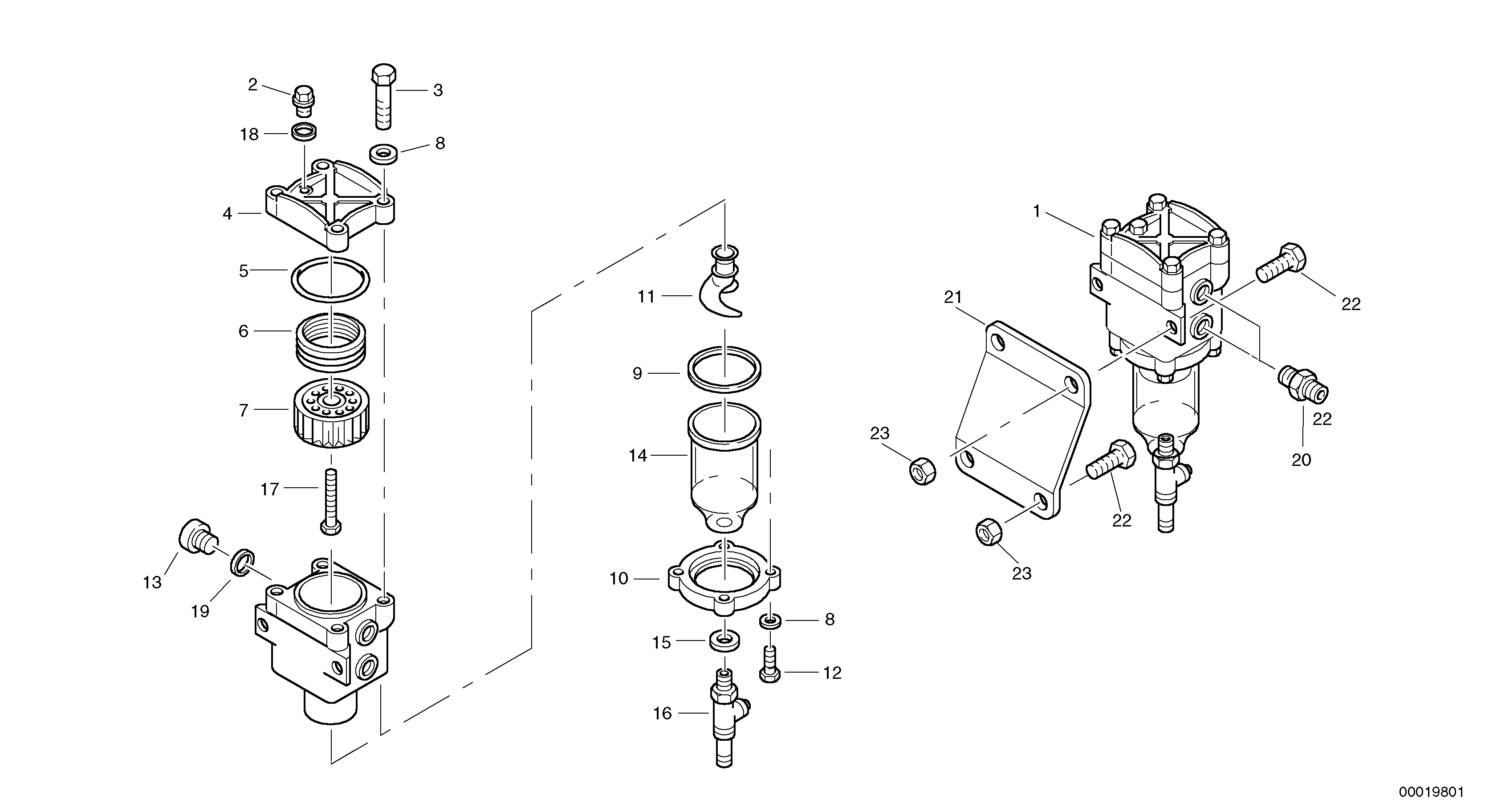Схема запчастей Volvo L45B - 1601 Filter - Water separator L45B TYPE 194, 195 SER NO - 1499