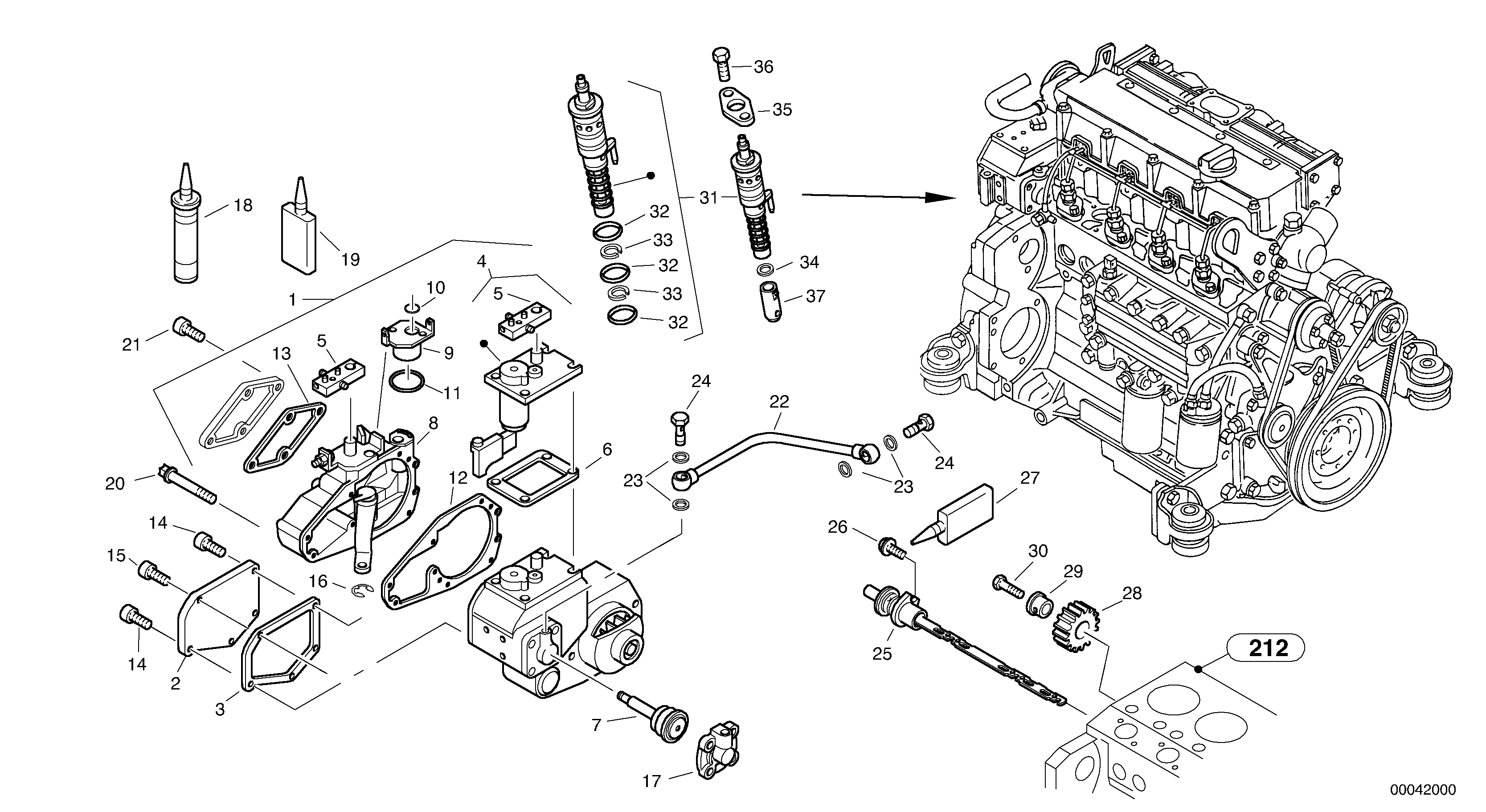 Схема запчастей Volvo L45B - 90795 Speed adjustment - Fuel injection pump L45B TYPE 194, 195 SER NO - 1499