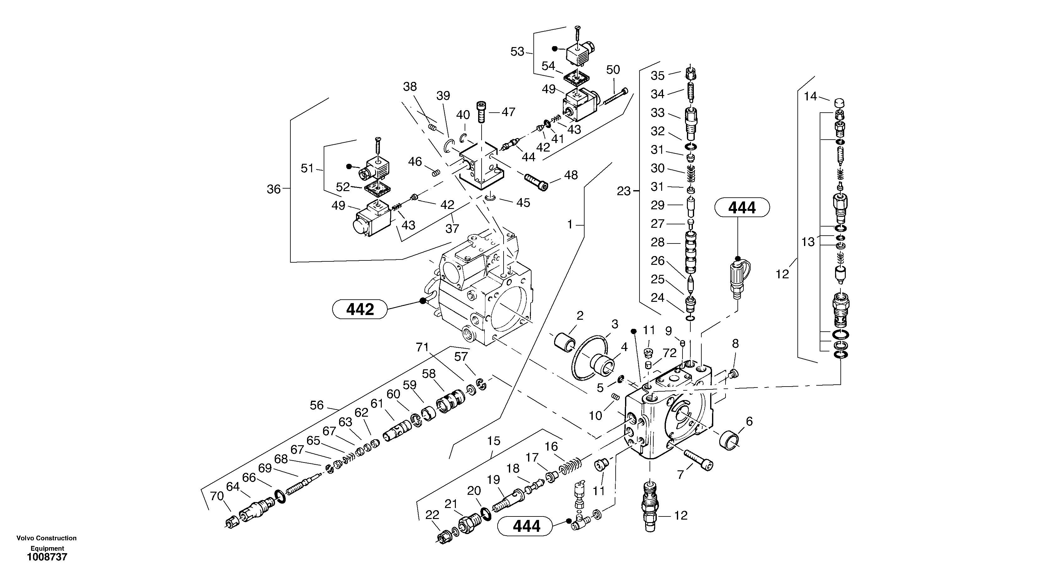 Схема запчастей Volvo L45B - 53823 Valves - Variable displacement pump L45B S/N 1941500 - S/N 1951500 -