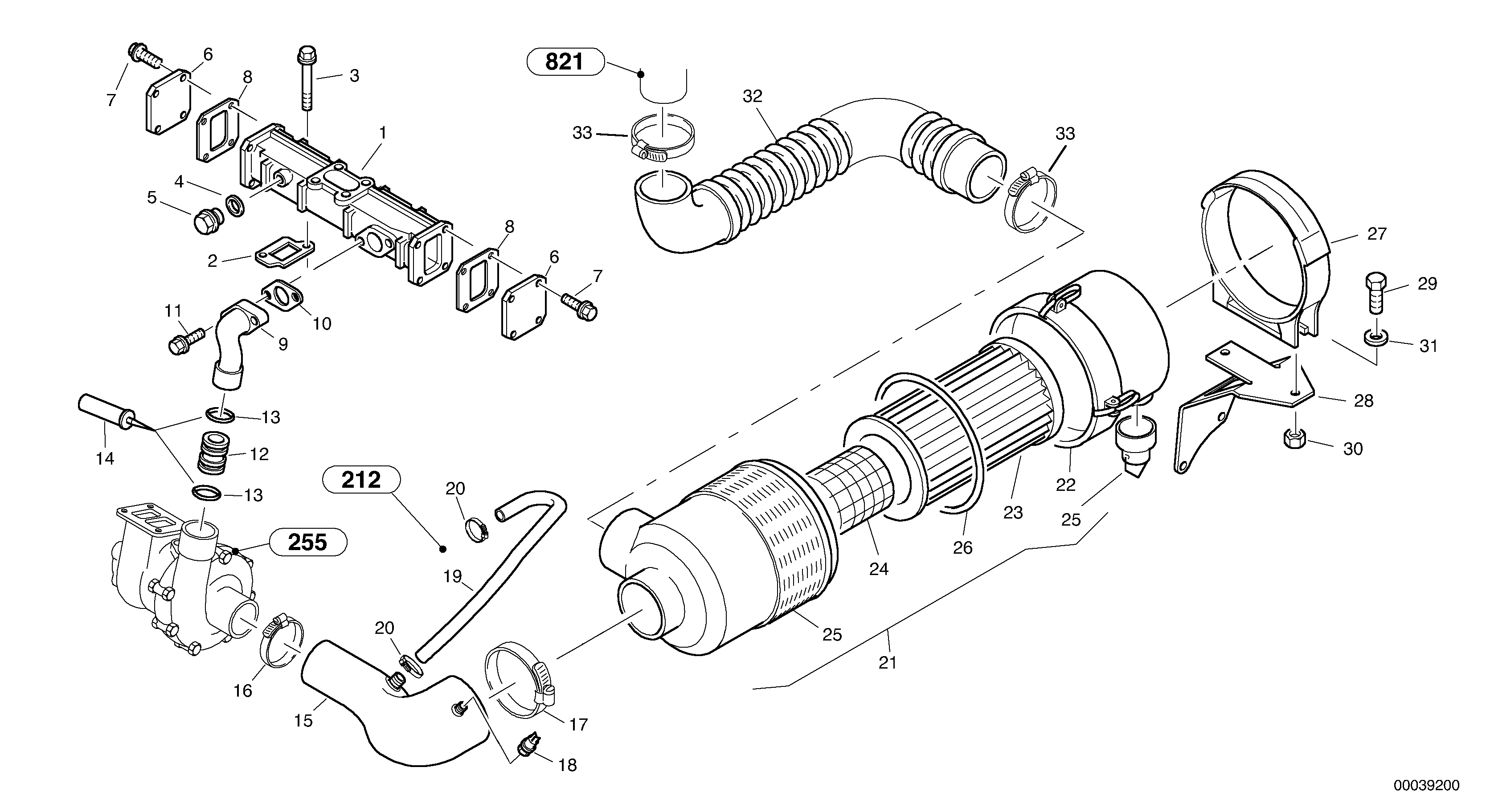 Схема запчастей Volvo L45B - 6096 Suction system, filter L45B TYPE 194, 195 SER NO - 1499