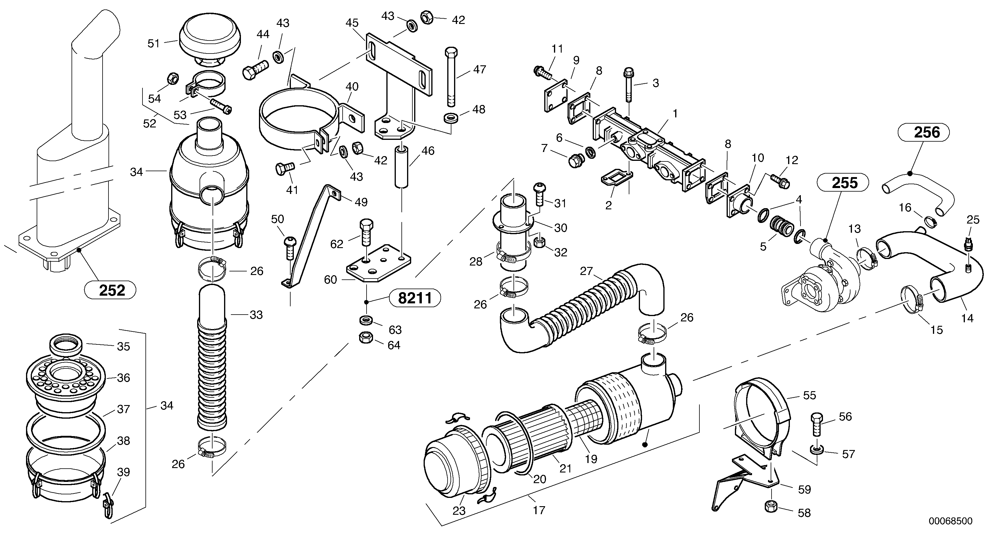 Схема запчастей Volvo L45B - 1687 Prefilter - Oil bath air filter L45B TYPE 194, 195 SER NO - 1499