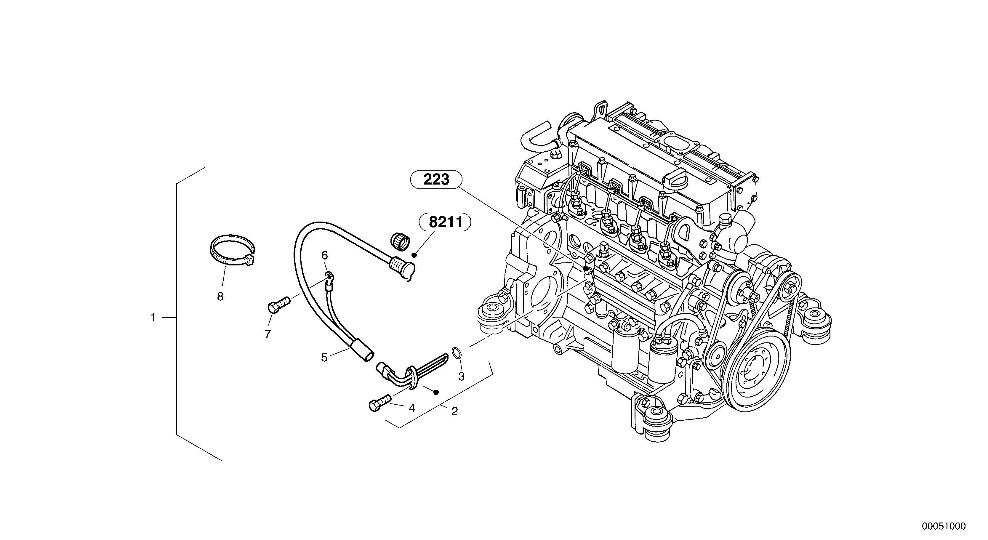 Схема запчастей Volvo L45B - 1688 Motor oil preheating L45B TYPE 194, 195 SER NO - 1499