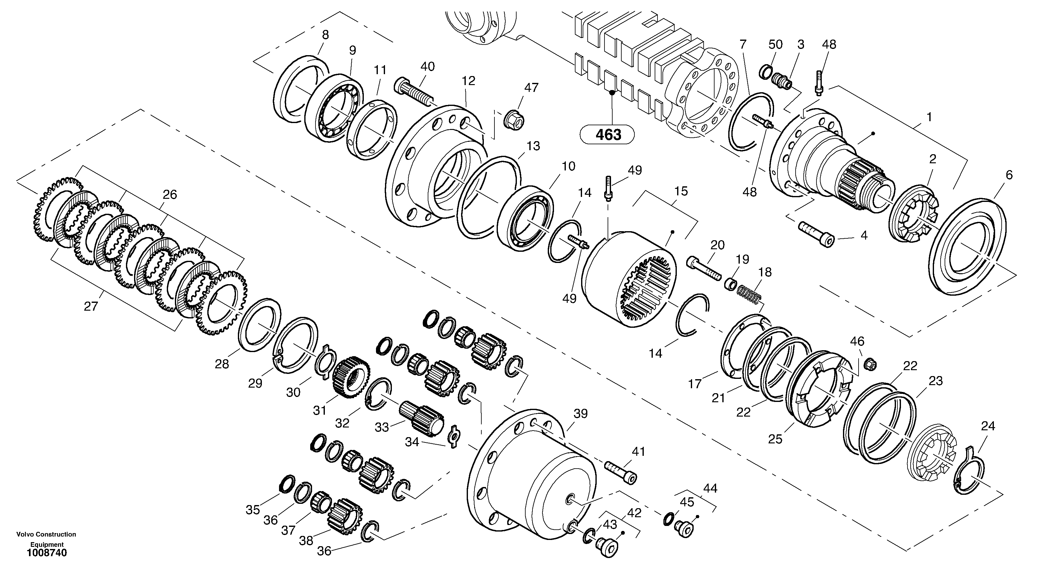Схема запчастей Volvo L45B - 24639 Final drive - Portal-rear axle L45B S/N 1941500 - S/N 1951500 -