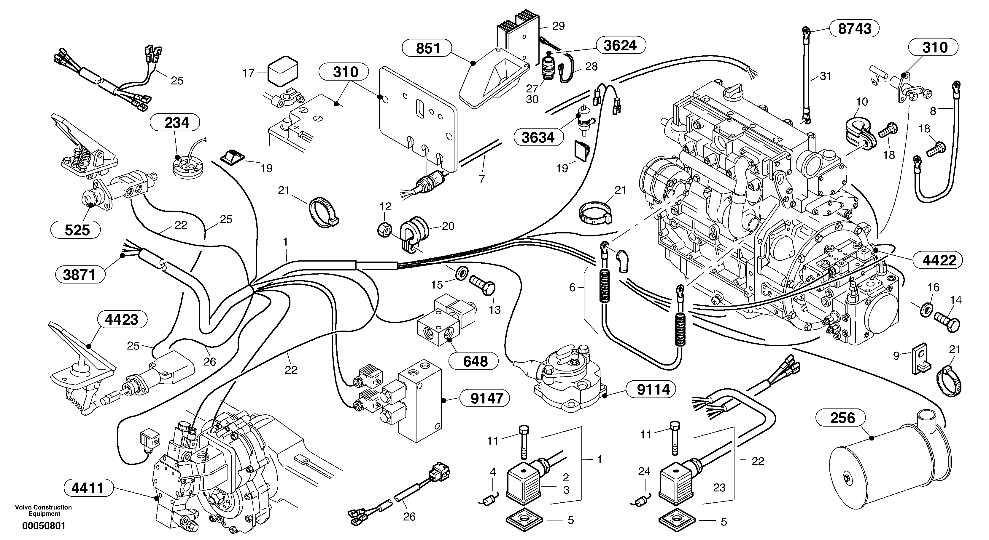 Схема запчастей Volvo L45B - 96732 Electric installation L45B TYPE 194, 195 SER NO - 1499