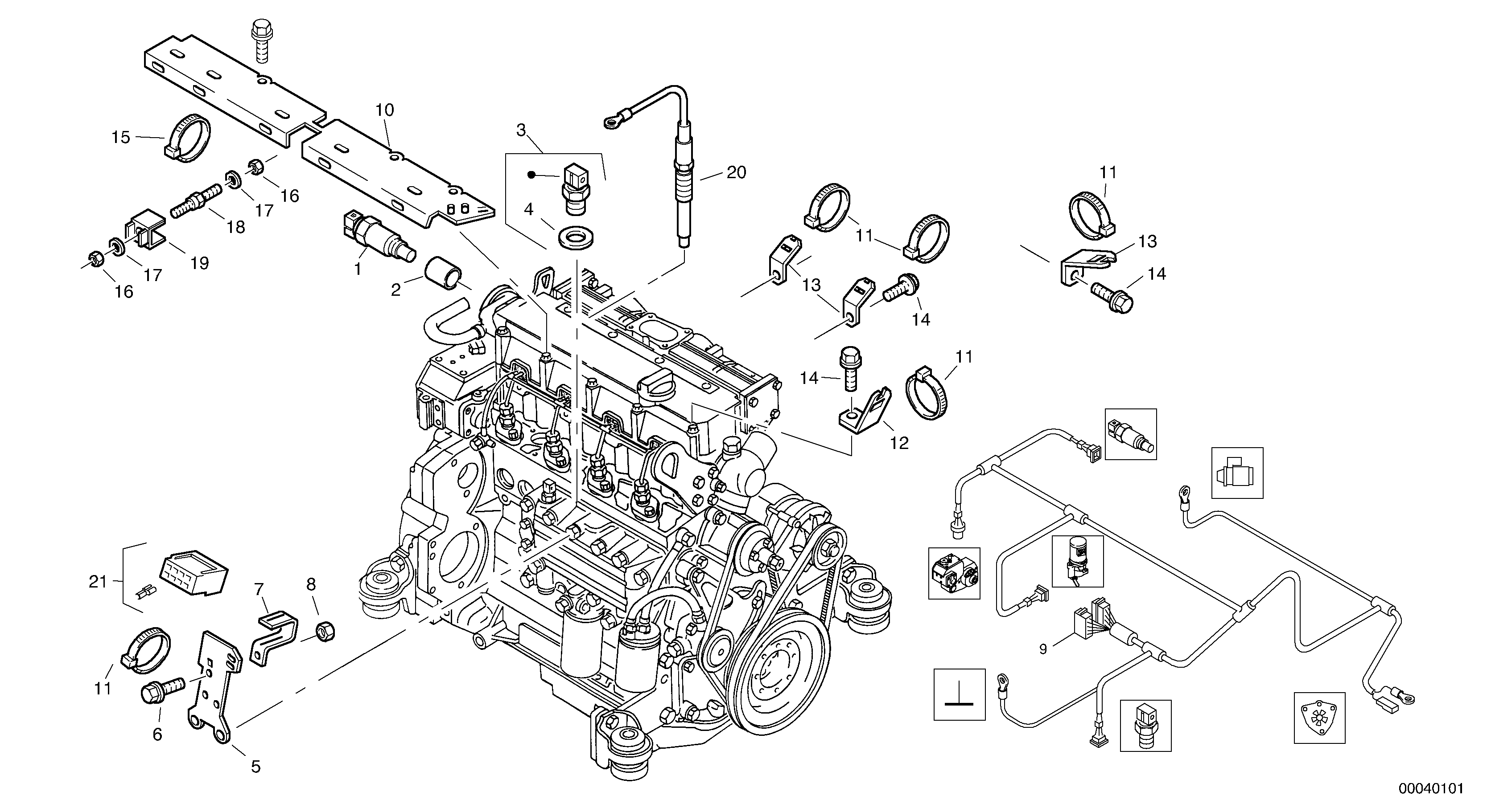 Схема запчастей Volvo L45B - 1038 Electric - Engine L45B TYPE 194, 195 SER NO - 1499