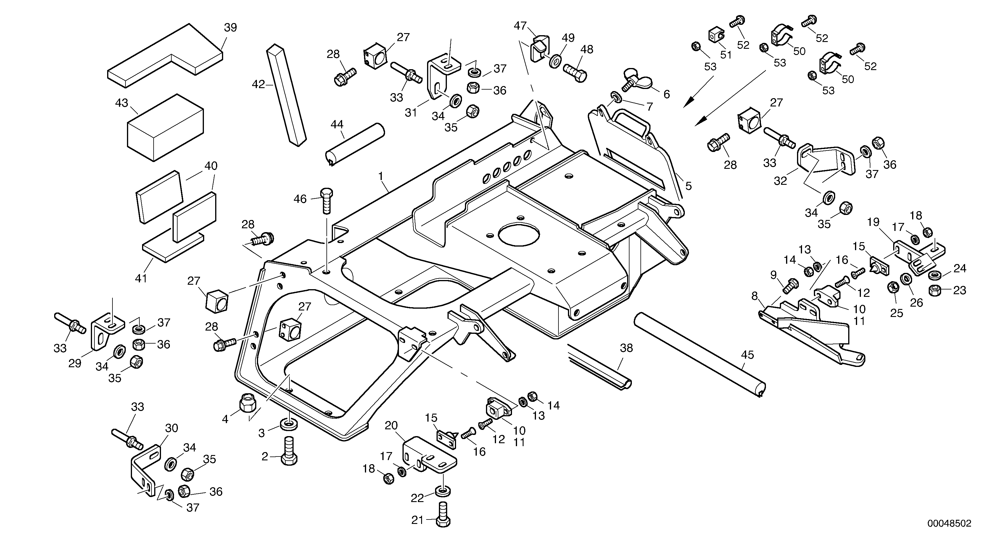 Схема запчастей Volvo L45B - 11511 Engine hood - Fastening L45B S/N 1941500 - S/N 1951500 -