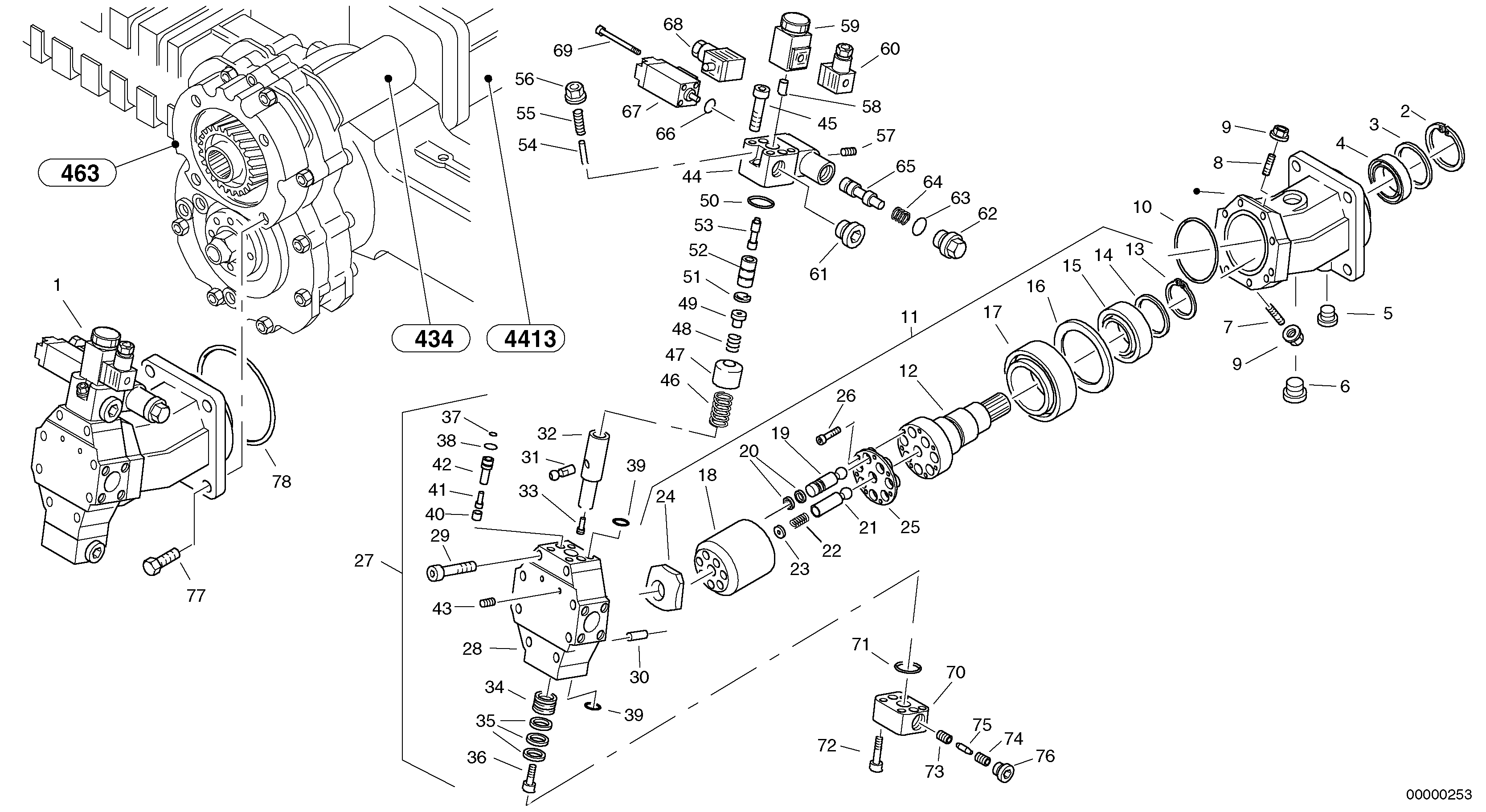 Схема запчастей Volvo L45B - 101120 Variable displacement motor L45B TYPE 194, 195 SER NO - 1499