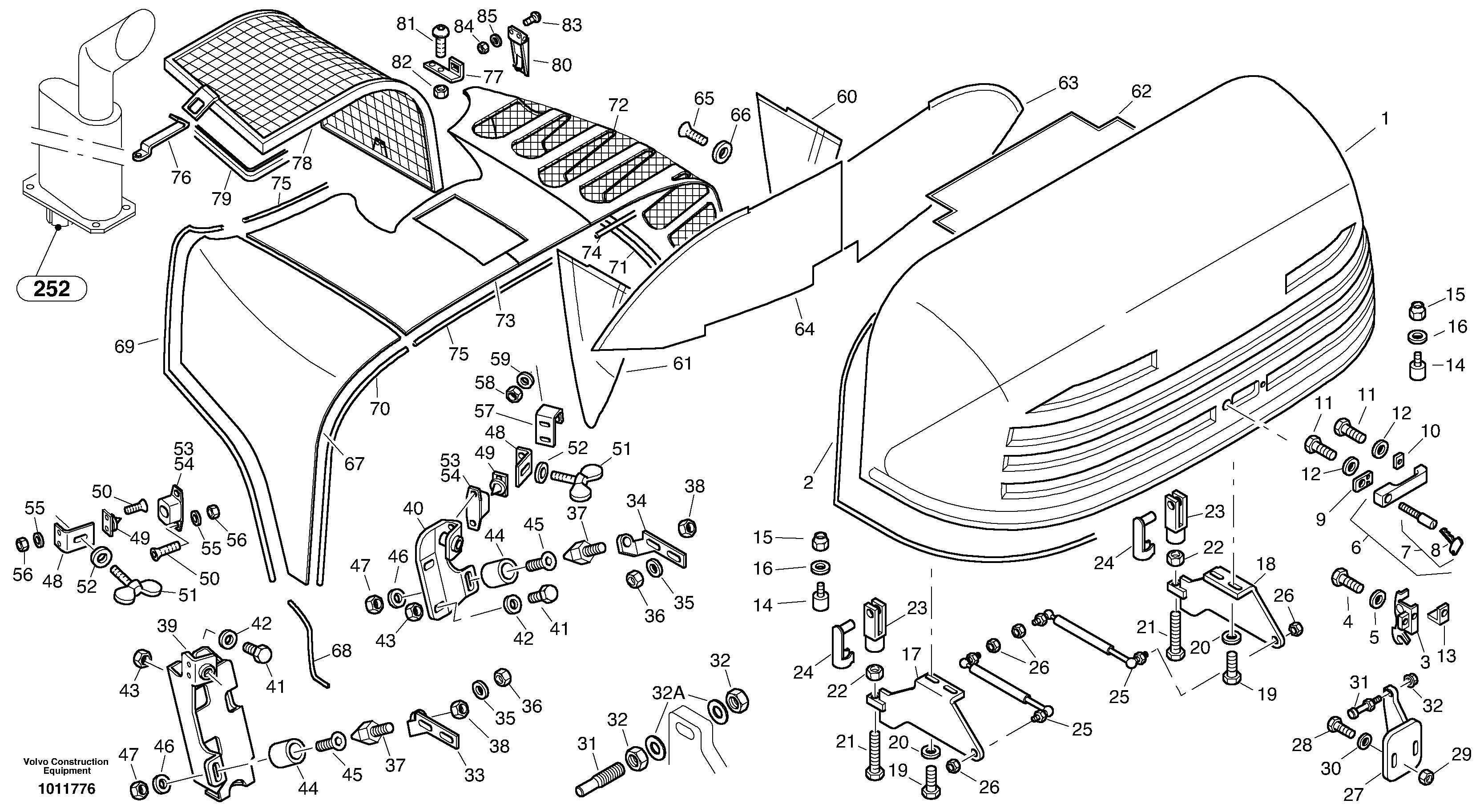 Схема запчастей Volvo L45B - 21320 Engine hood L45B S/N 1941500 - S/N 1951500 -