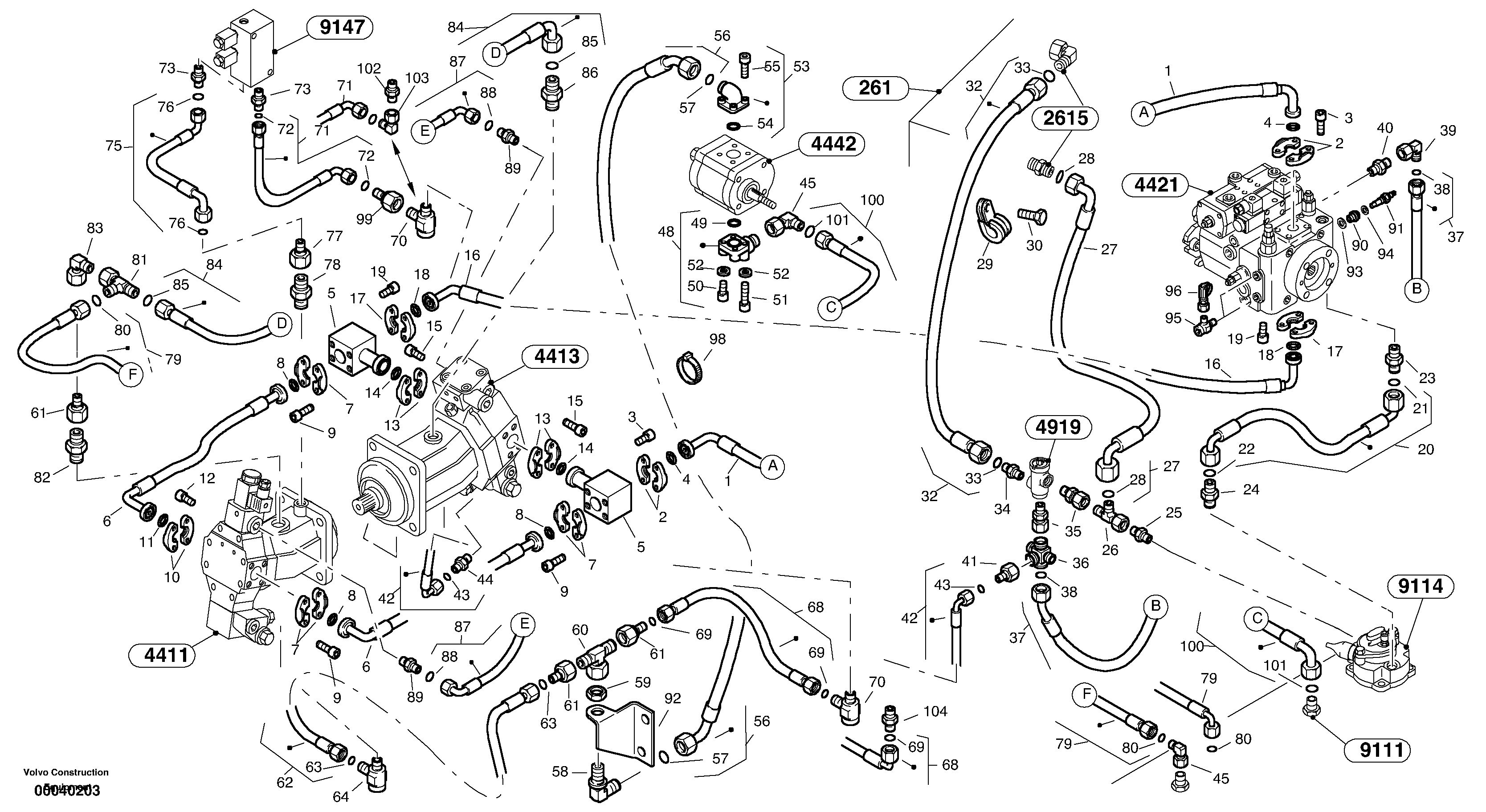 Схема запчастей Volvo L45B - 59221 Lines - hydrostatic drive L45B TYPE 194, 195 SER NO - 1499