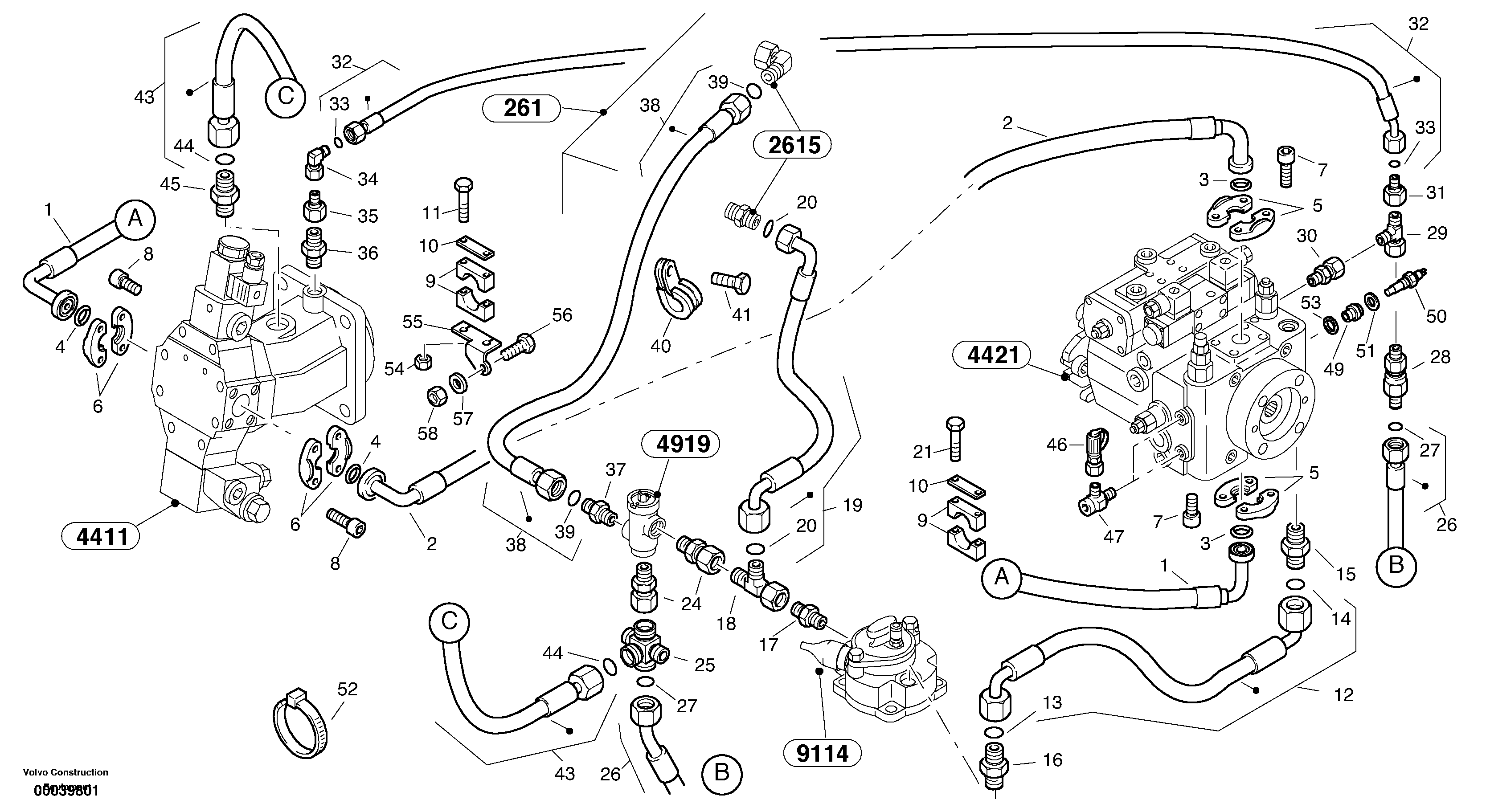 Схема запчастей Volvo L45B - 62945 Lines - hydrostatic drive L45B TYPE 194, 195 SER NO - 1499
