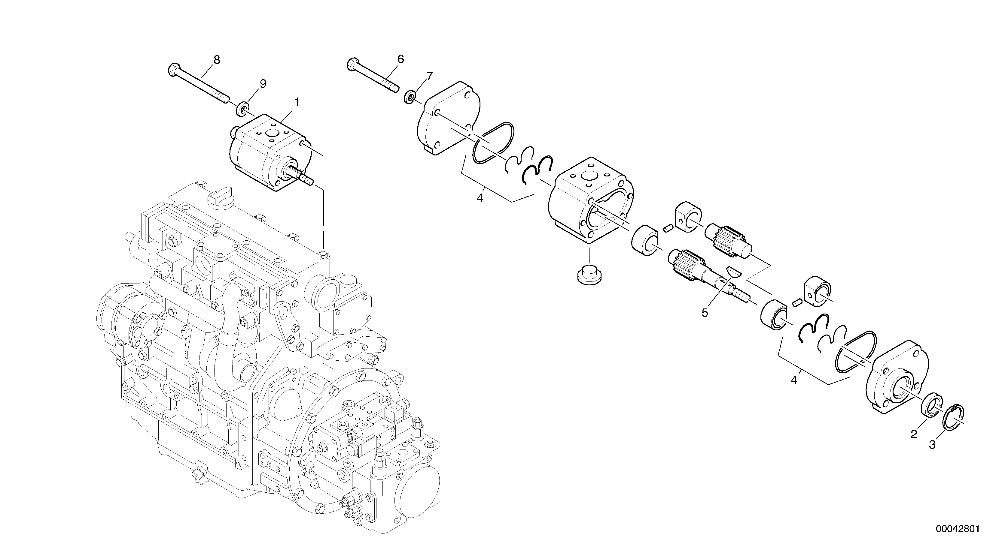 Схема запчастей Volvo L45B - 1122 Suction pomp L45B TYPE 194, 195 SER NO - 1499