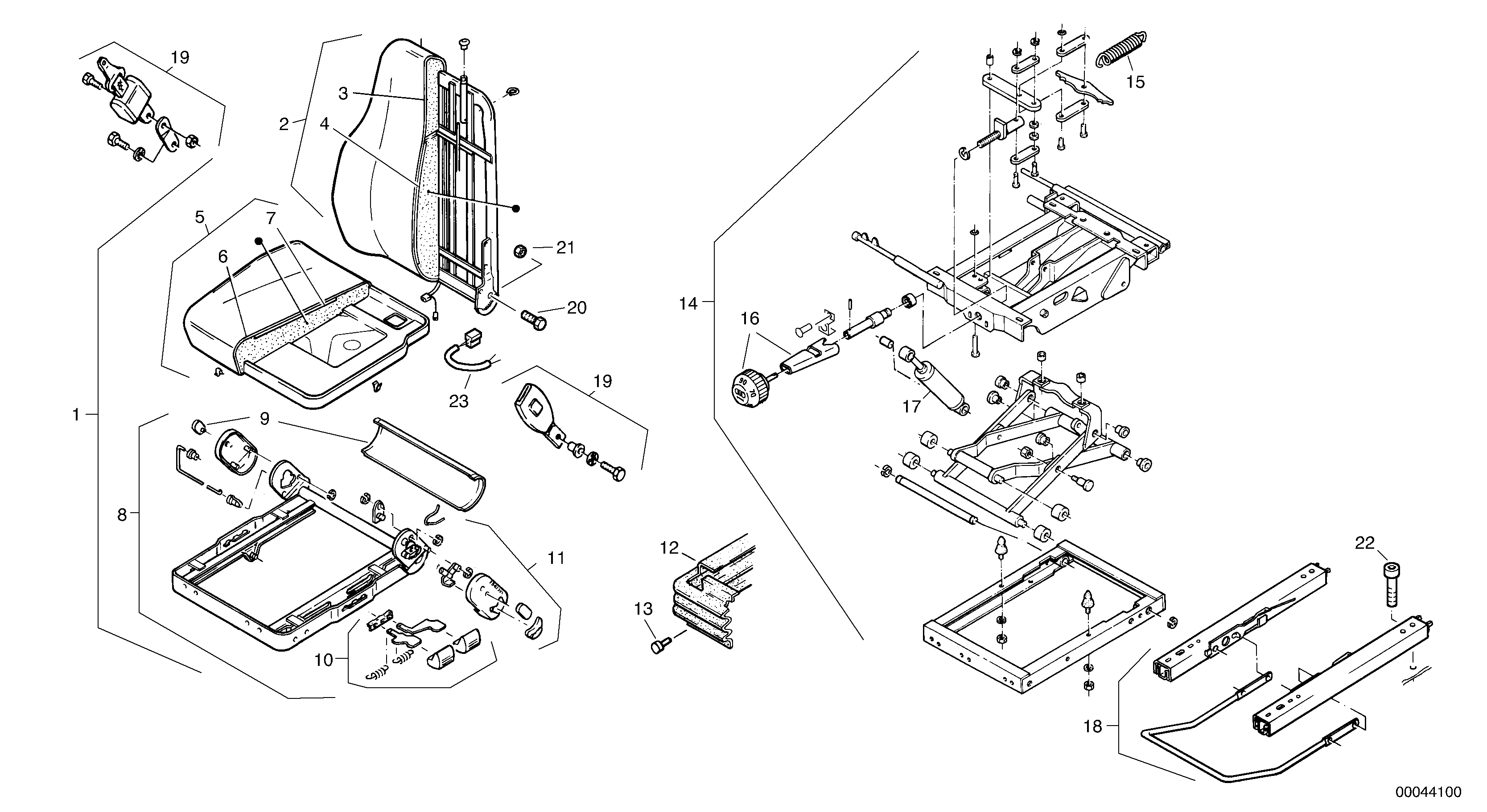 Схема запчастей Volvo L45B - 29819 Drivers seat, to be heated L45B S/N 1941500 - S/N 1951500 -