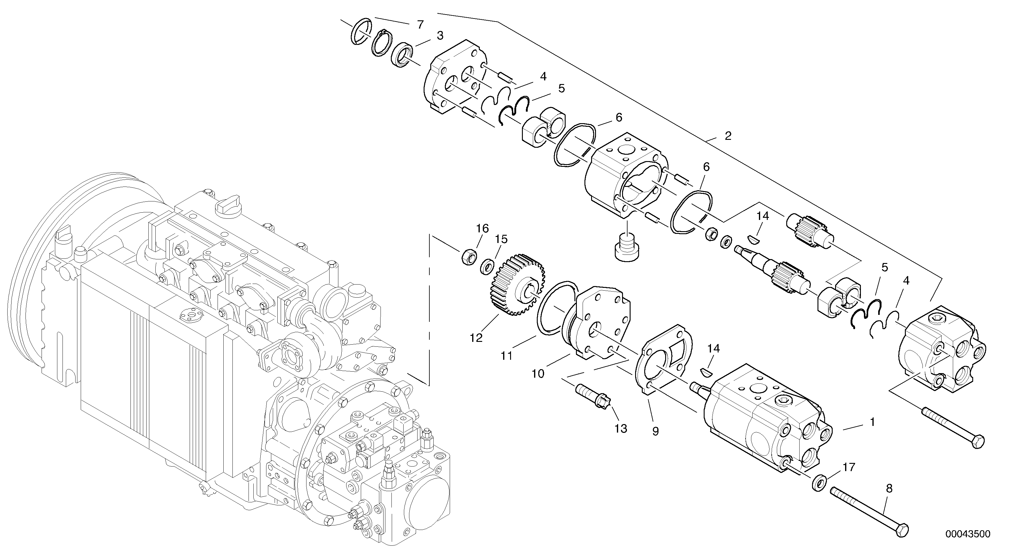 Схема запчастей Volvo L45B - 75464 Гидронасос рулевой L45B TYPE 194, 195 SER NO - 1499