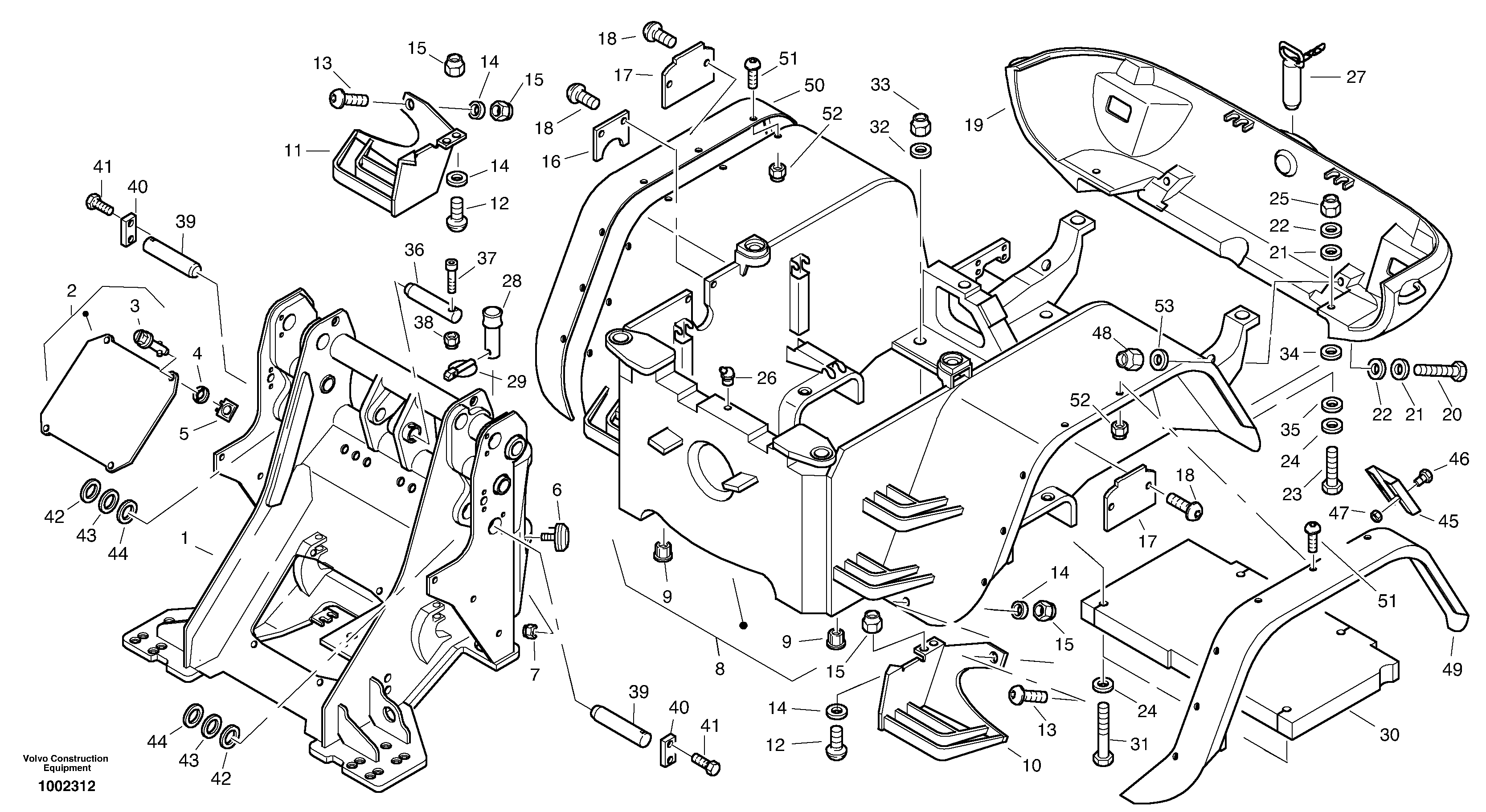 Схема запчастей Volvo L45B - 34 Frame L45B TYPE 194, 195 SER NO - 1499